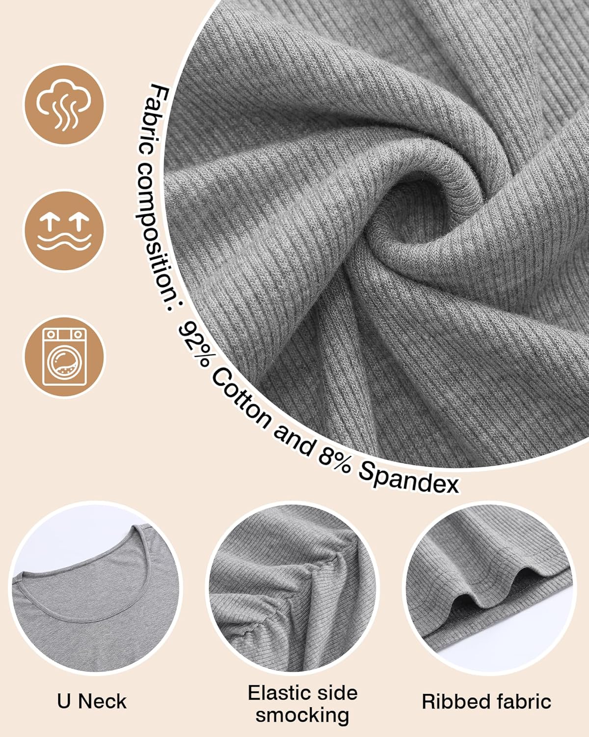 Riyiper 3 Pack Women's Maternity Cotton Ribbed Tops Scoop Neck Short Sleeve Pregnancy T-Shirts Side Ruched Mama Clothes - Image 3