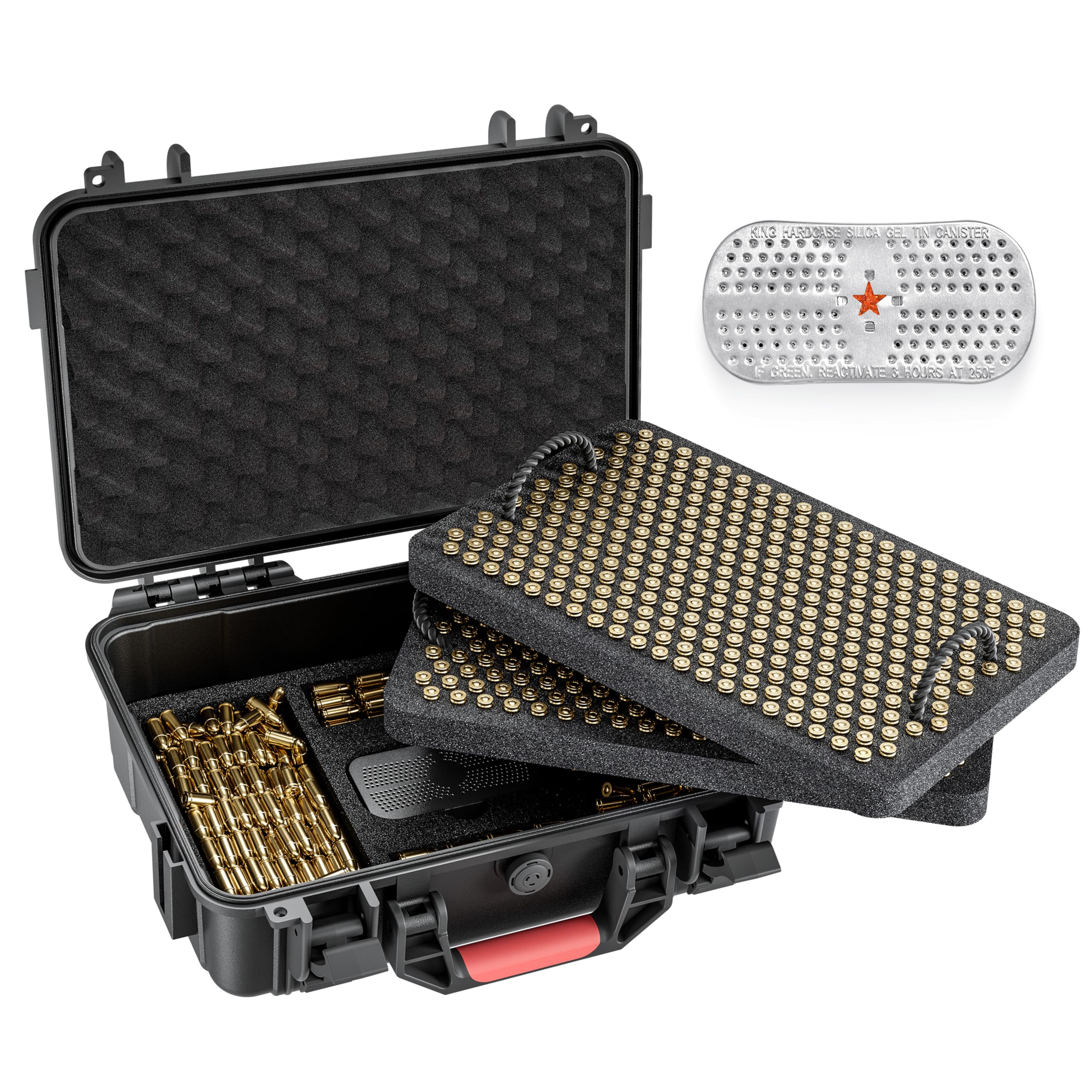 Kinghardcase 600-700 Round 9mm Ammo Storage Case - Travel Safe/Mil Spec/Waterproof Ammo Box Fits 9x19mm Parabellum/9mm Luger, 380ACP, 38 S&W, 356 TS&W,7.63mm Mannlicher,8mm Steyr,.357SIG