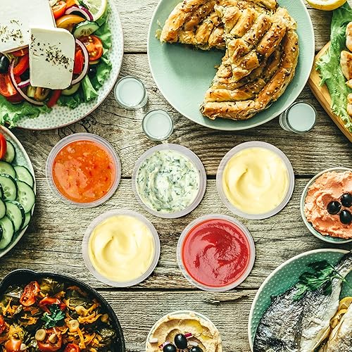 Miniatura 6 de Macarrie 1000 recipientes de 1 onza con tapas, tazas de porción de 1 onza desechables, tazas de soufflé, tazas de salsa, aderezos, recipientes de