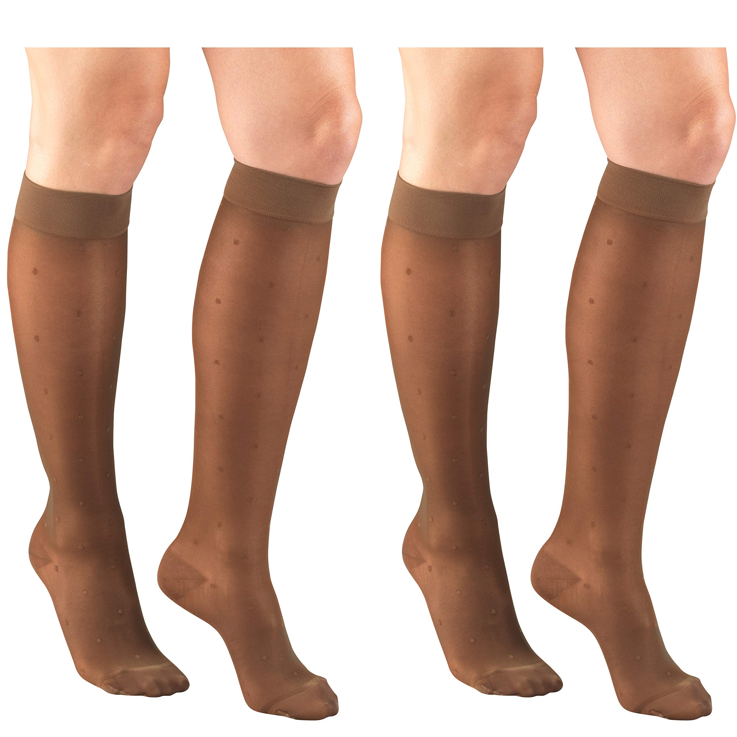 Truform Compression 15-20 mmHg Sheer Knee High Stocking, Espresso Dot Pattern, X-Large (Pack of 2)