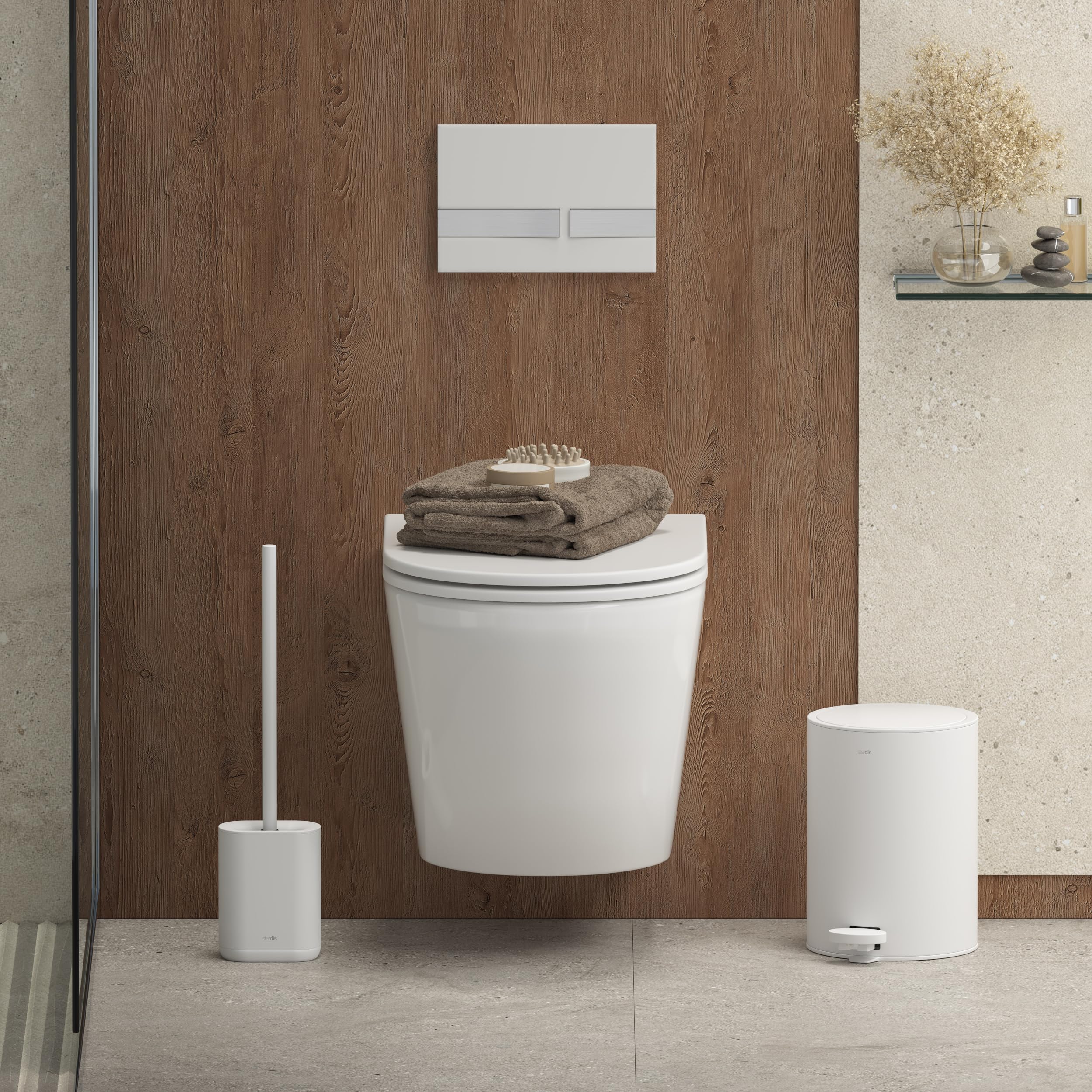 Papelera con pedal de 3 litros de acero inoxidable mate con cierre suave y tapa abatible, silenciosa, con cubo interior, papelera de basura, papelera de baño, color blanco