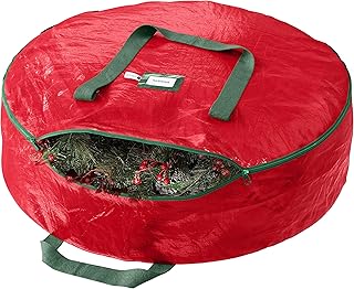 Heavy Duty Wreath Storage Bag 30 Inch, 1-Pack - Christmas Wreath Storage Container Red - Waterproof Plastic Material Wreaths Holder Storages - Holds 30 Inch Wreaths For Year Round