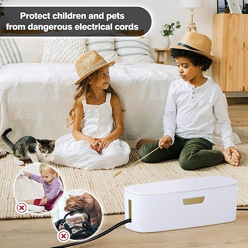 Miniatura 5 de Caja organizadora de cables  Caja organizadora de cables grande para ocultar la regleta de alimentación y debajo del escritorio, cables de