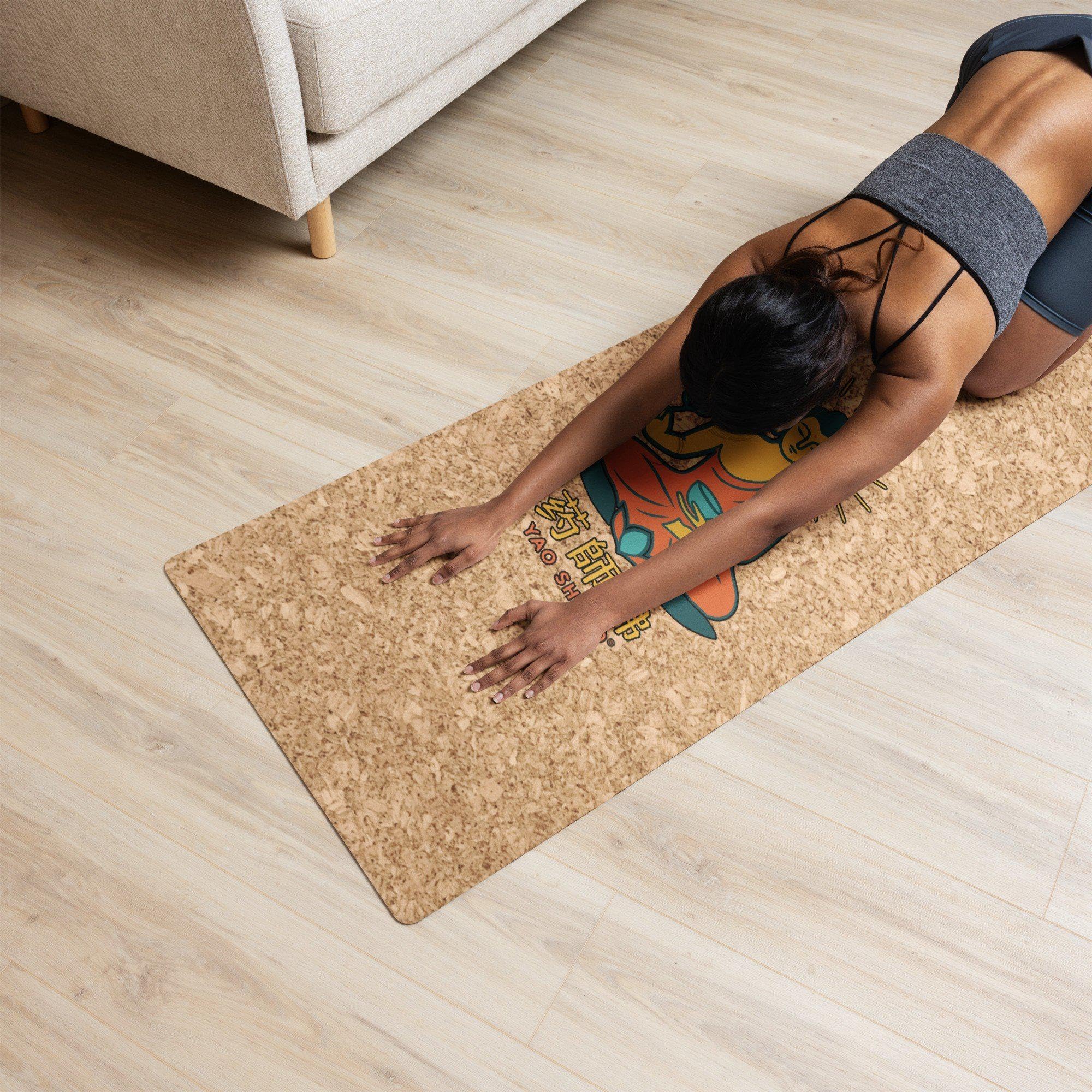 Tapis Yoga Liège Vert Orange Yaoshifo - 4mm FSC Liège + Caoutchouc Naturel, Grip Exceptionnel