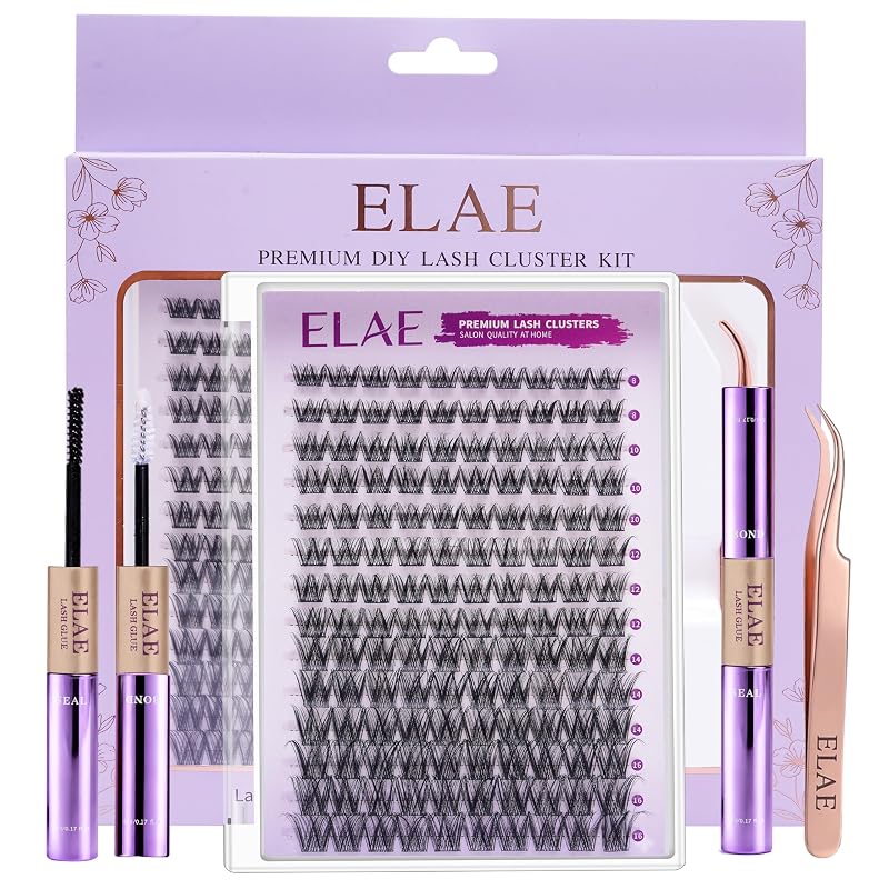 ELAE Kit de Cílios Postiços em Tufos Wispy D Curl 8–16 mm, 140 Unidades