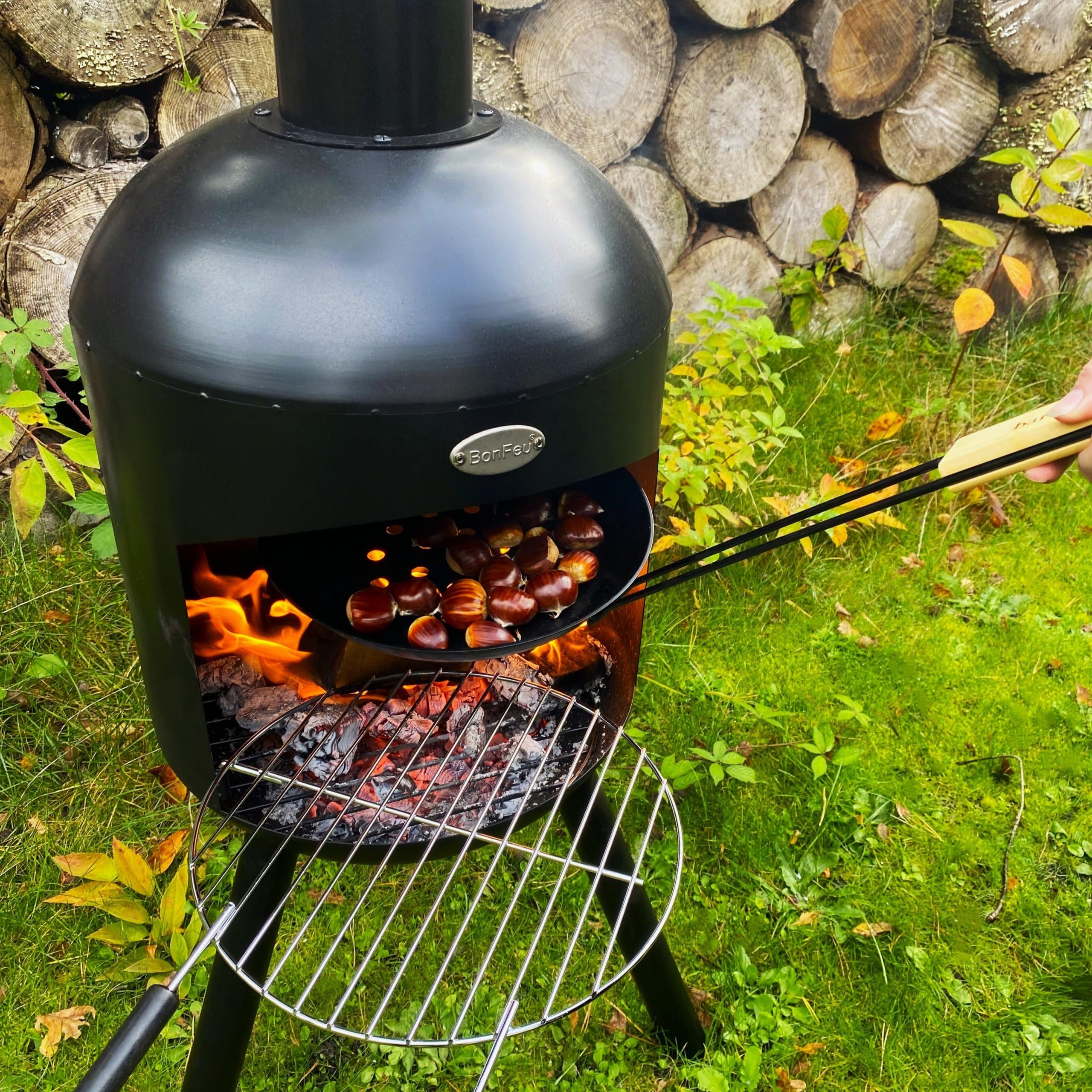 BonFeu BonSelo Nero - Braciere da Giardino - Braciere - Bracere - Bracere da Esterni - Braciere da Esterno - Braciere da Interno - Acciaio - 39 x 39 x 148 cm