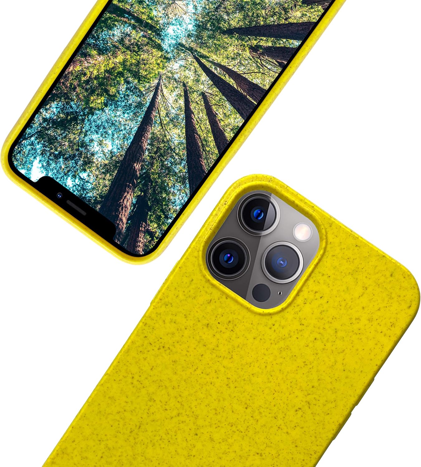 eplanita Eco iPhone 12 Pro Max Mobile Phone Case, Biodegradable Plant Fibre and Soft TPU, Drop Protection Cover, Eco Friendly Zero Waste (iPhone 12 Pro Max, Yellow)