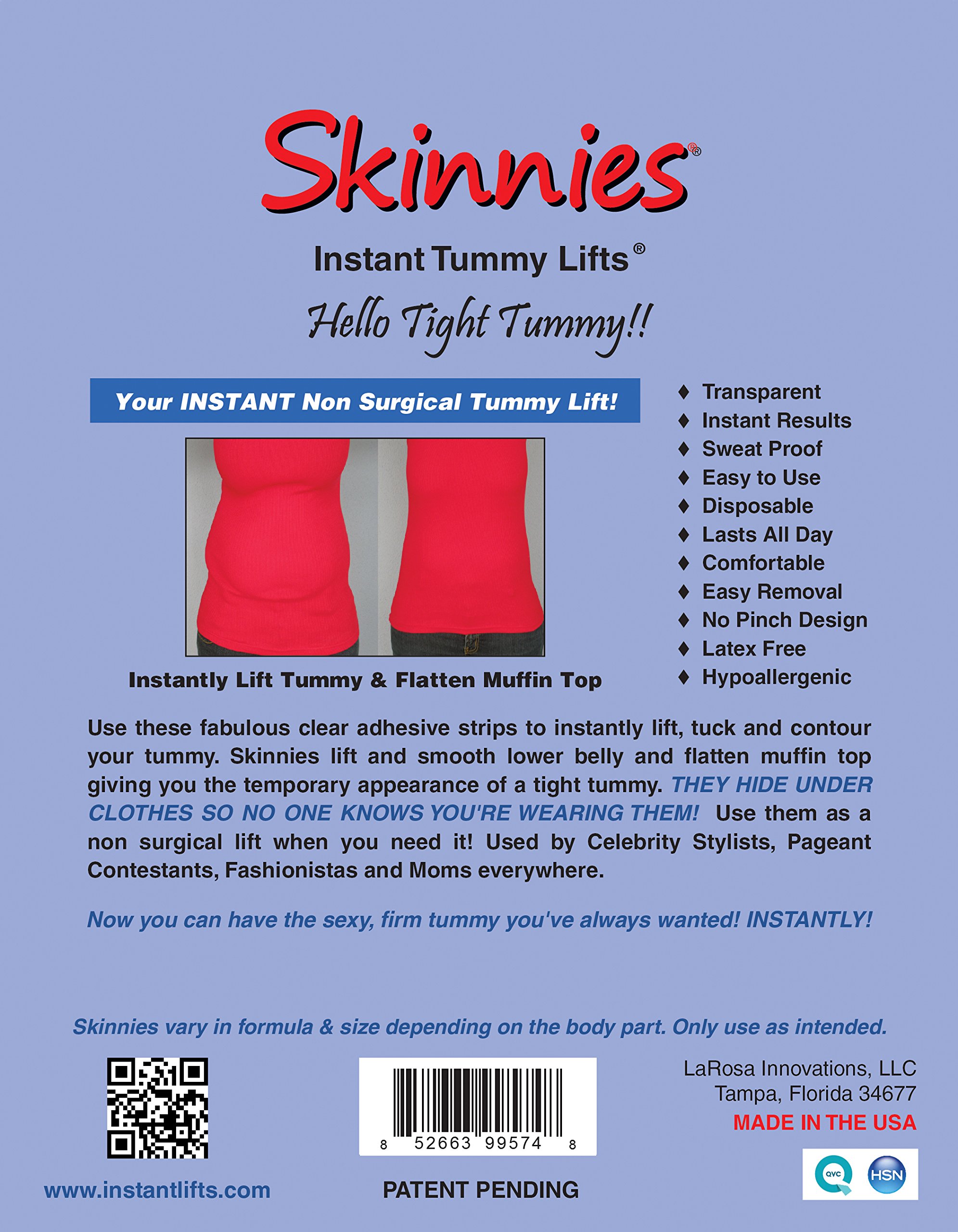 Skinnies Instant Lifts 5 Pair Tummy Lifts Clear Adhesive Strips