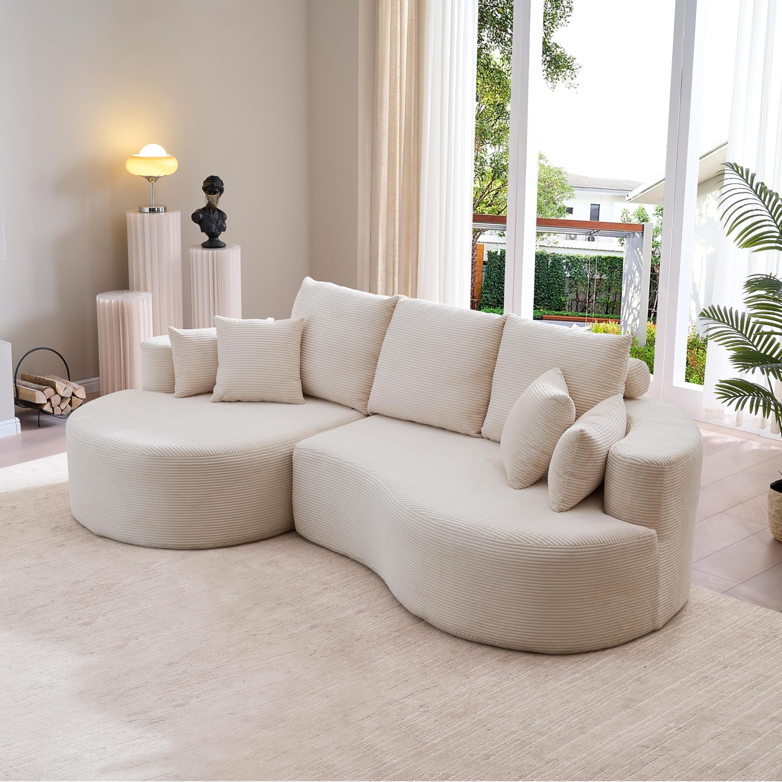 Christopher Knight Home Carden 106" Curved Modular Sectional Sofa, Comfy Sofa Couch with Chaise Lounge, Modern Cloud Couch with Deep Seat, Fabric