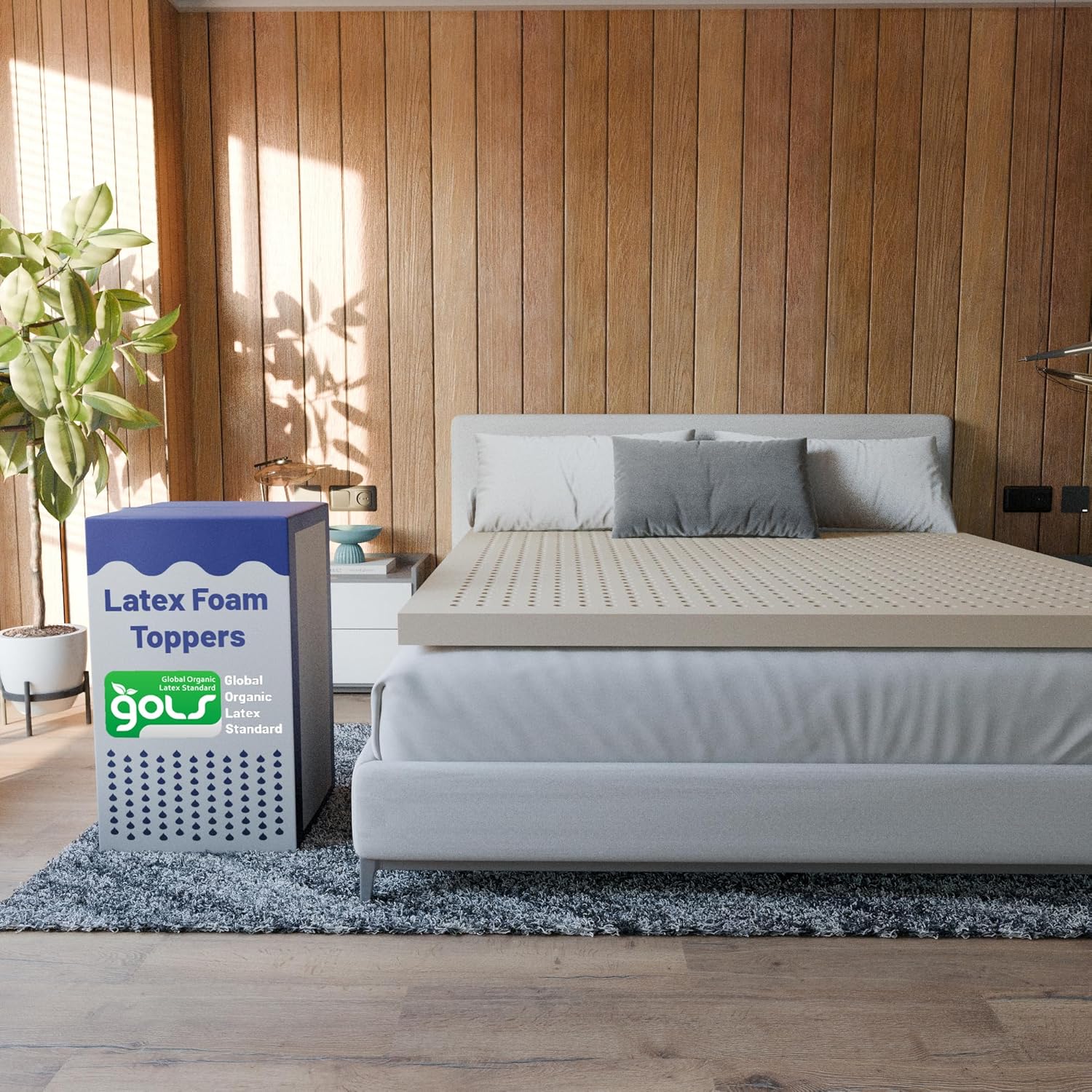 Nutan, 1-Inch Natural Latex Mattress Topper, Cooling, Pressure Relief, Medium Firm & Organic, Eco-Friendly & Derived Naturally Toppers, Queen, Beige
