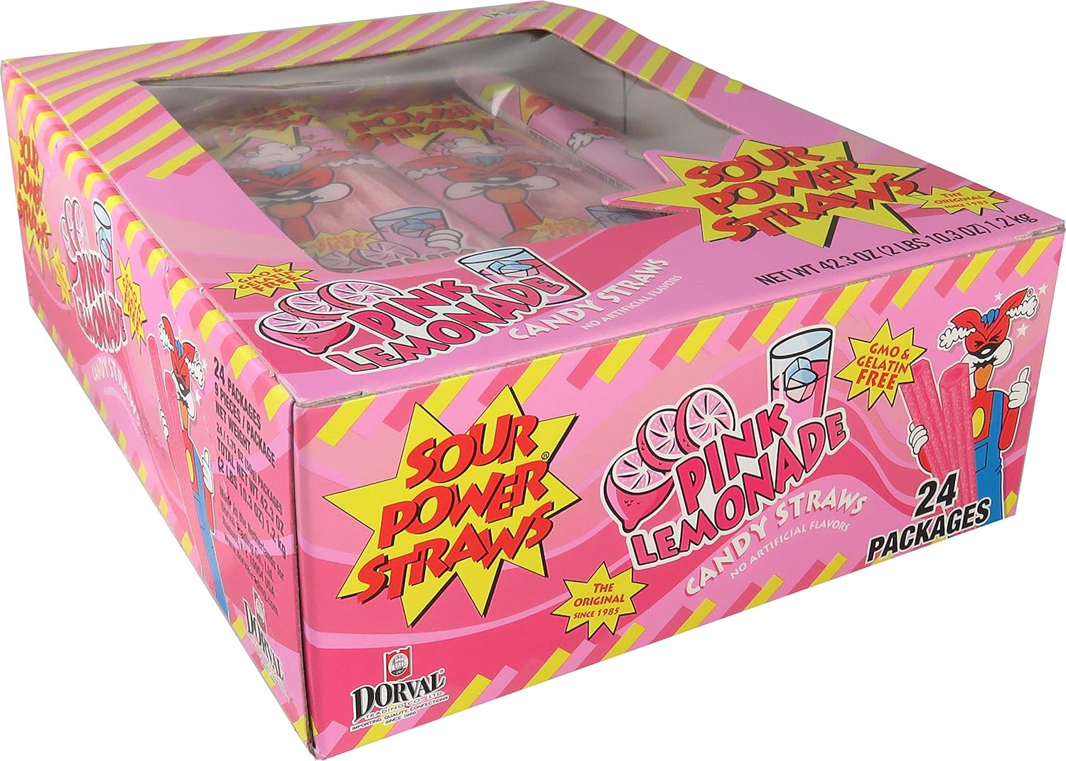 Sour Power Pink Lemonade Flavored Candy Straws, 49.4 Ounce : Grocery & Gourmet Food