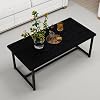 35.4 Rectangular Coffee Table for Living Room, Modern Industrial Style Coffee Table Center Table with Metal Frame for Small Space, Apartment, Office, Easy Assembly, Black