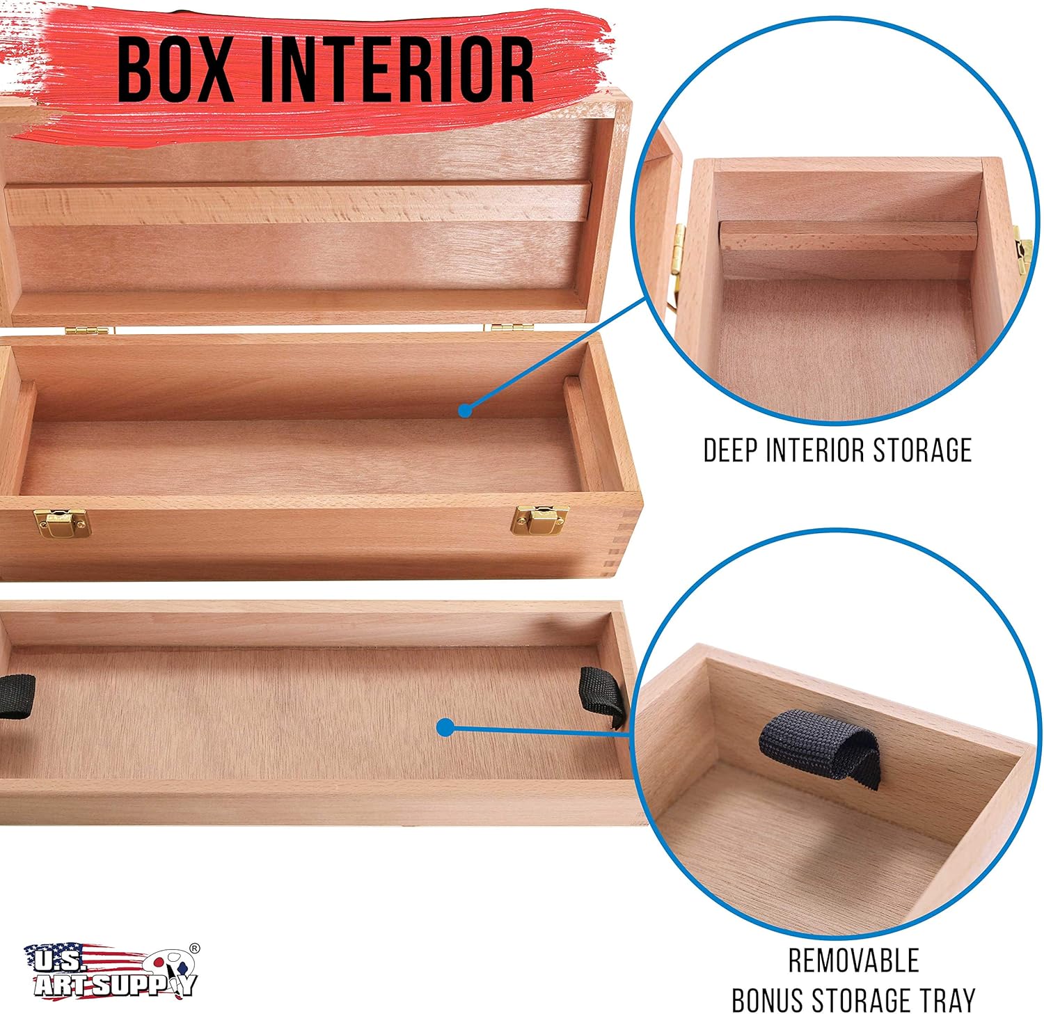 US Art Supply Artist Wood Pastel, Pen, Marker Storage Box with Drawer(s) (Medium Tool Box) : Arts, Crafts & Sewing