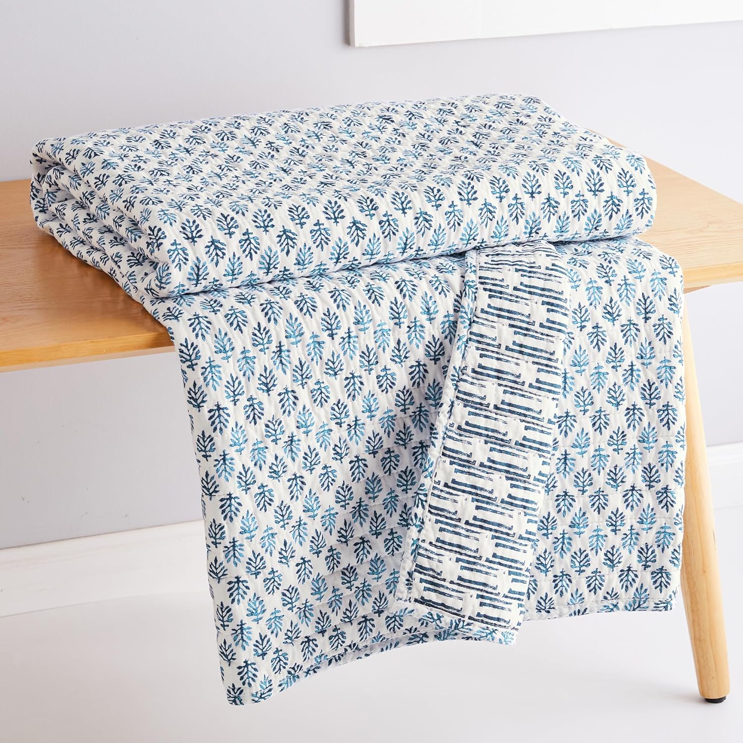 Levtex Home - Aditya - Throw - Medallion - Blue Navy and White - Quilted Throw (50x60in.) - Cotton