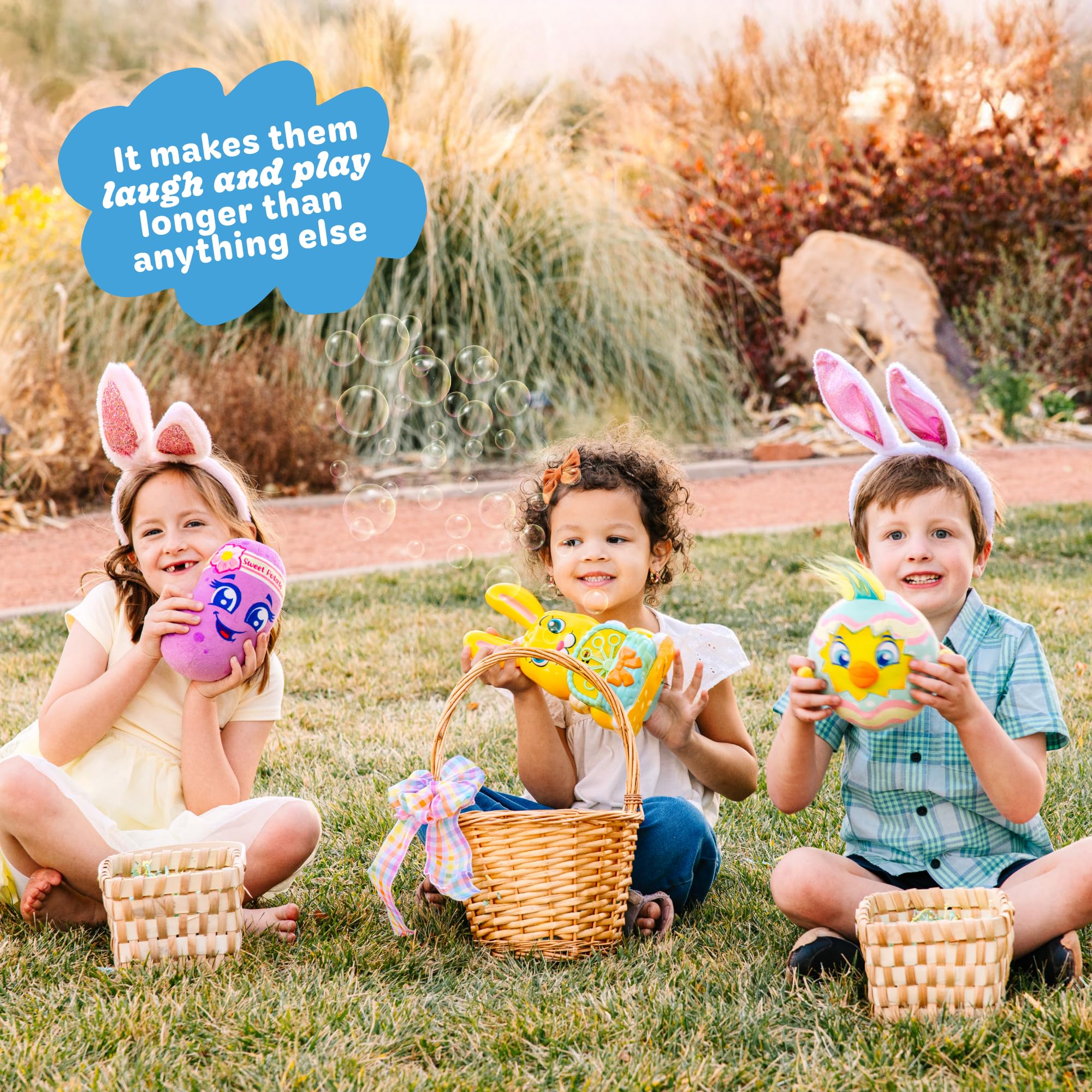 Move2Play Máquina de burbujas de conejo para niños y niños pequeños, juguete de burbujas para niños pequeños, niños y niñas, para interiores y exteriores, fiesta de cumpleaños, diversión de verano