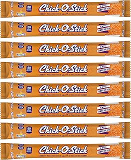 Chick O Stick Candy Bars | 8 Pack | Crunchy Peanut Butter Rolled In Toast Coconut | Peanut Butter Candy | .7 oz Bars | Pack of 8 Bars