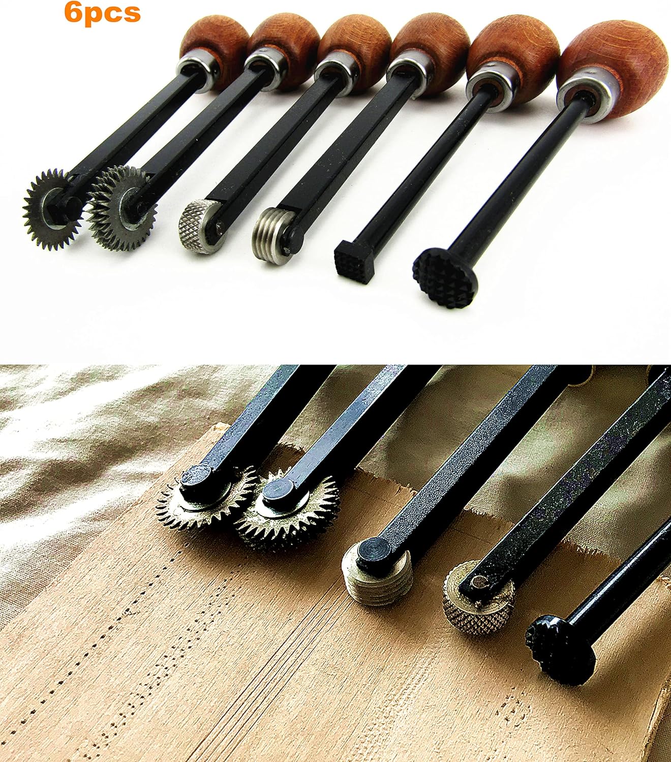 6pcs Printmaking Woodcut Copperplate Resin Board Engrave Etching Print Leathercraft Embossing Carve Roulette Wheel Tool Set