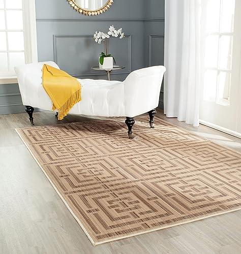 SAFAVIEH Infinity Collection INF586M - Alfombra decorativa, 4 x 6 pies, color amarillo y gris topo, no desprende pelusa y de fácil cuidado, ideal