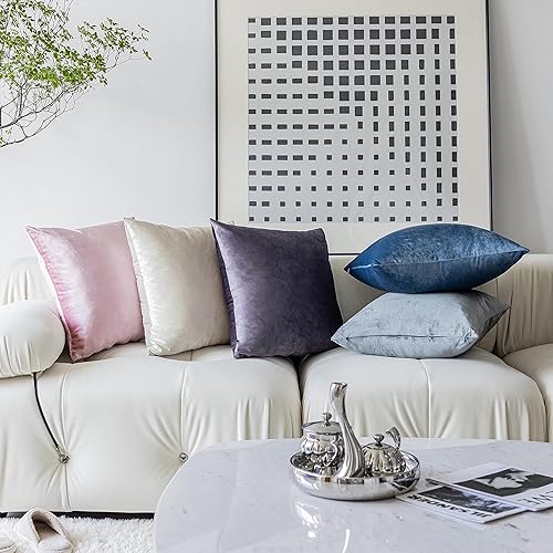 Miniatura 7 de Demetex Juego de 2 fundas de almohada decorativas de felpa morada de 12 x 20 pulgadas, fundas de almohada rectangulares suaves de terciopelo para