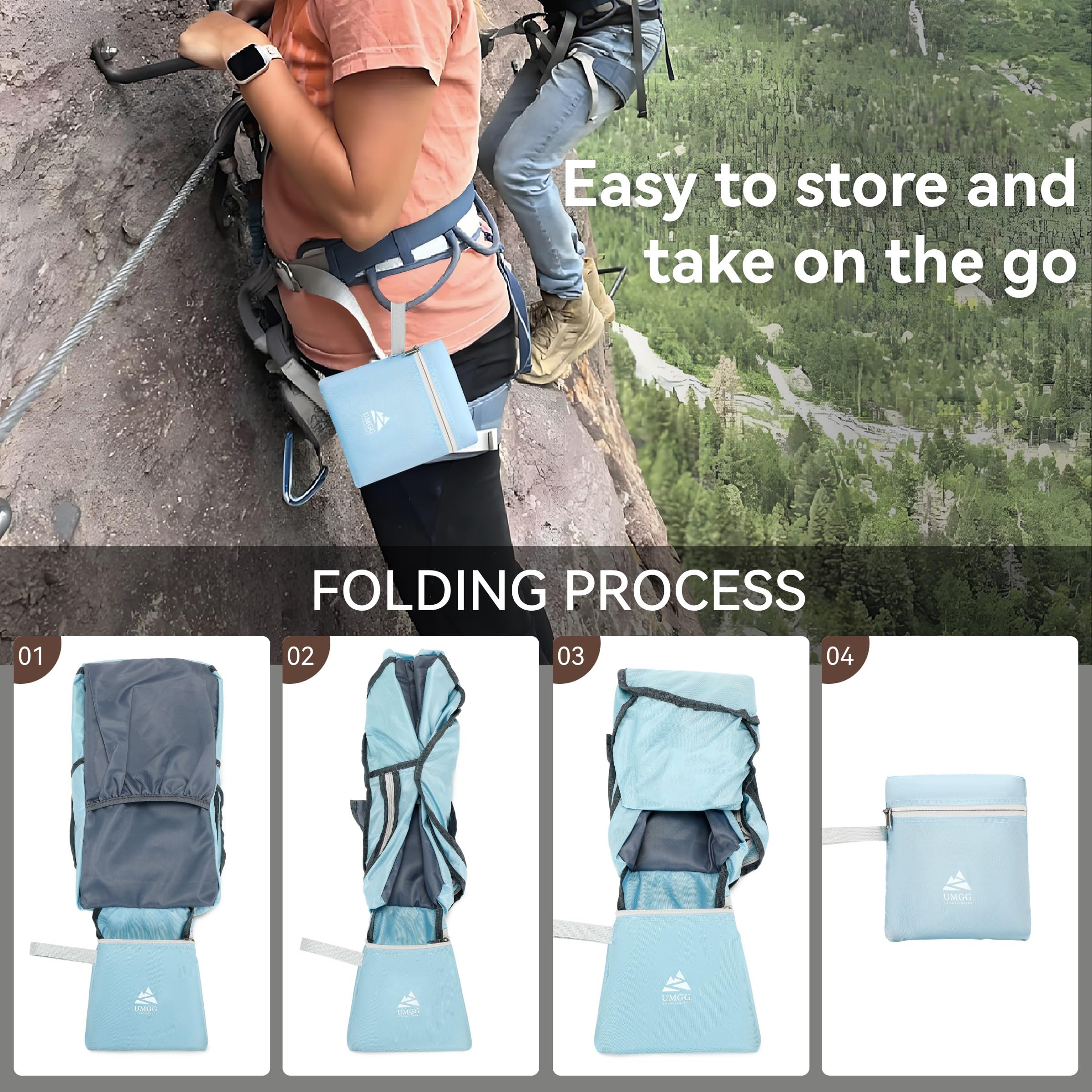 Mochila pequeña de senderismo de 15 litros para mujeres y hombres, mochila plegable ligera para acampar viajes al aire libre, Azul 6
