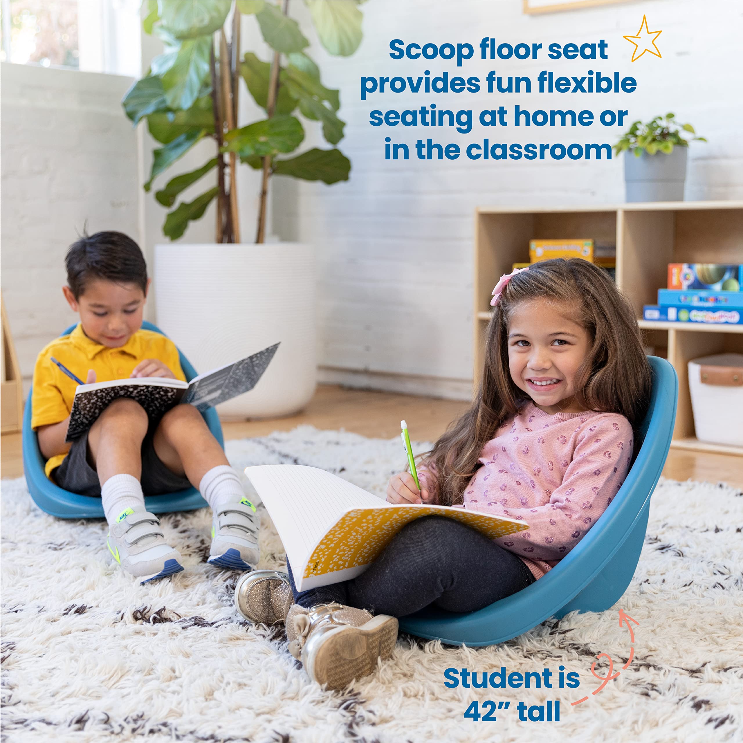 FlexSeating Leaf Floor Seat, Portable Plastic Scoop Rocker Chair, Flexible Seating for