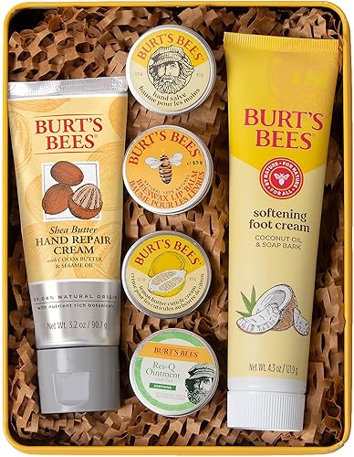 Ideas de regalos de Burt's Bees - Set clásicos, 6 productos en lata de regalo – Crema para cutículas, bálsamo para manos, bálsamo labial, ungüento
