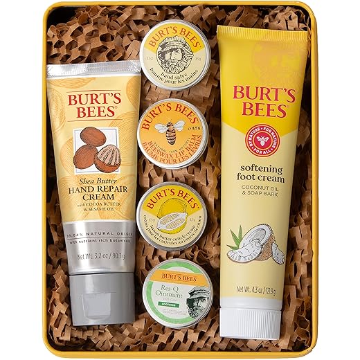 Burt's Bees Gifts Ideas, 5 Body Care Products, Classics Set - Original Beeswax Lip Balm, Cuticle Cream, Hand Salve, Res-Q Ointment, Hand Repair Cream & Foot Cream