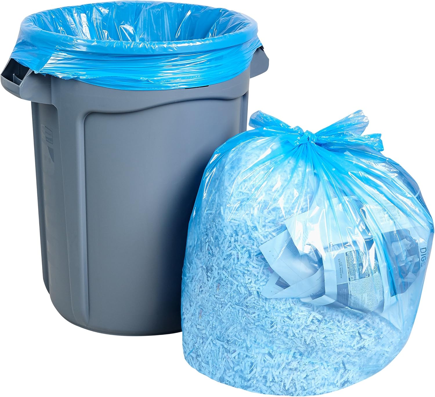 Recycling Trash Bags 55 Gallon, (50 count w/Ties) Large Blue Plastic Garbage Bags