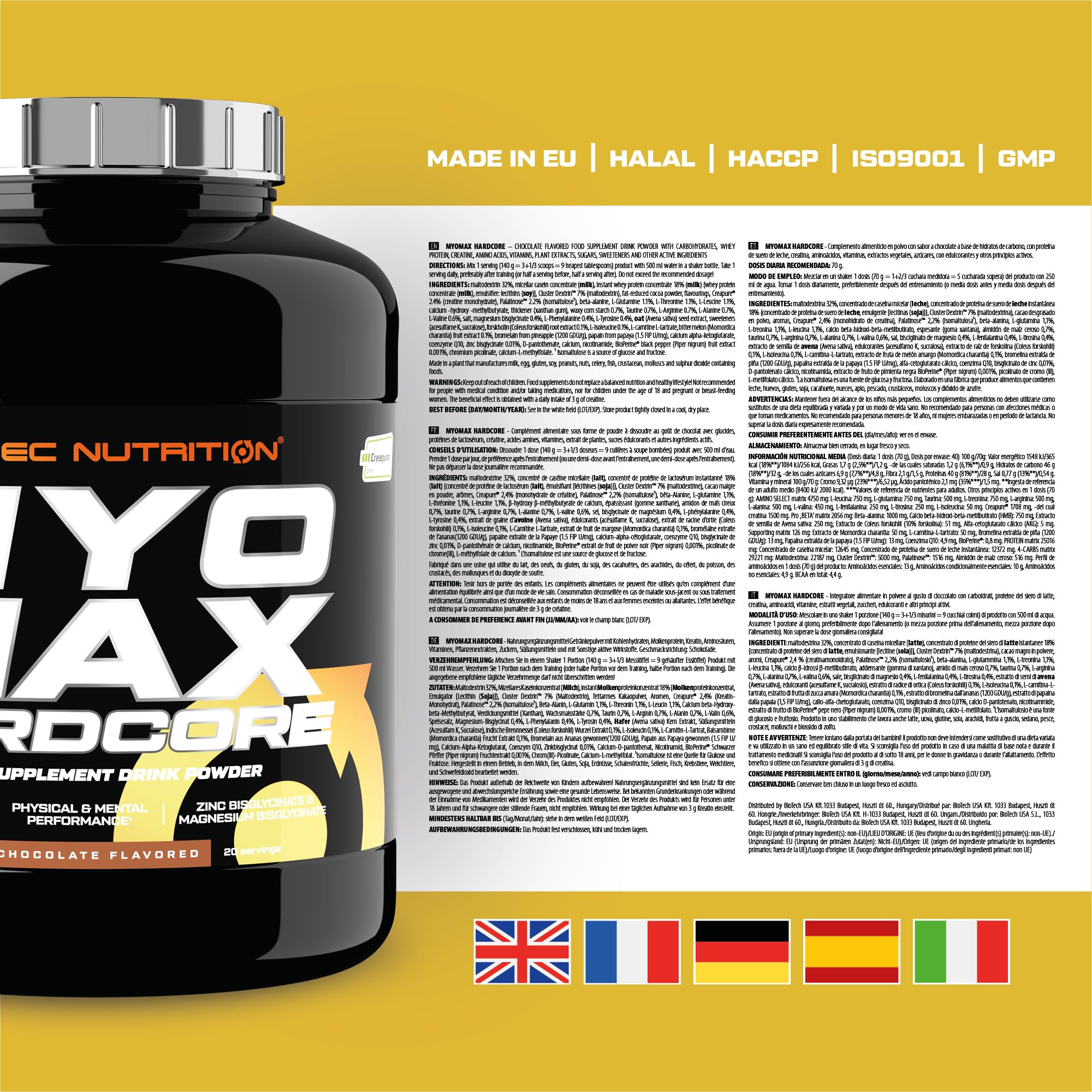Scitec Nutrition MyoMax Hardcore, supplément de poids avec matrice de protéines, acides aminés, hydrates de carbone et nutriments vitaux, 2800 g, Chocolat