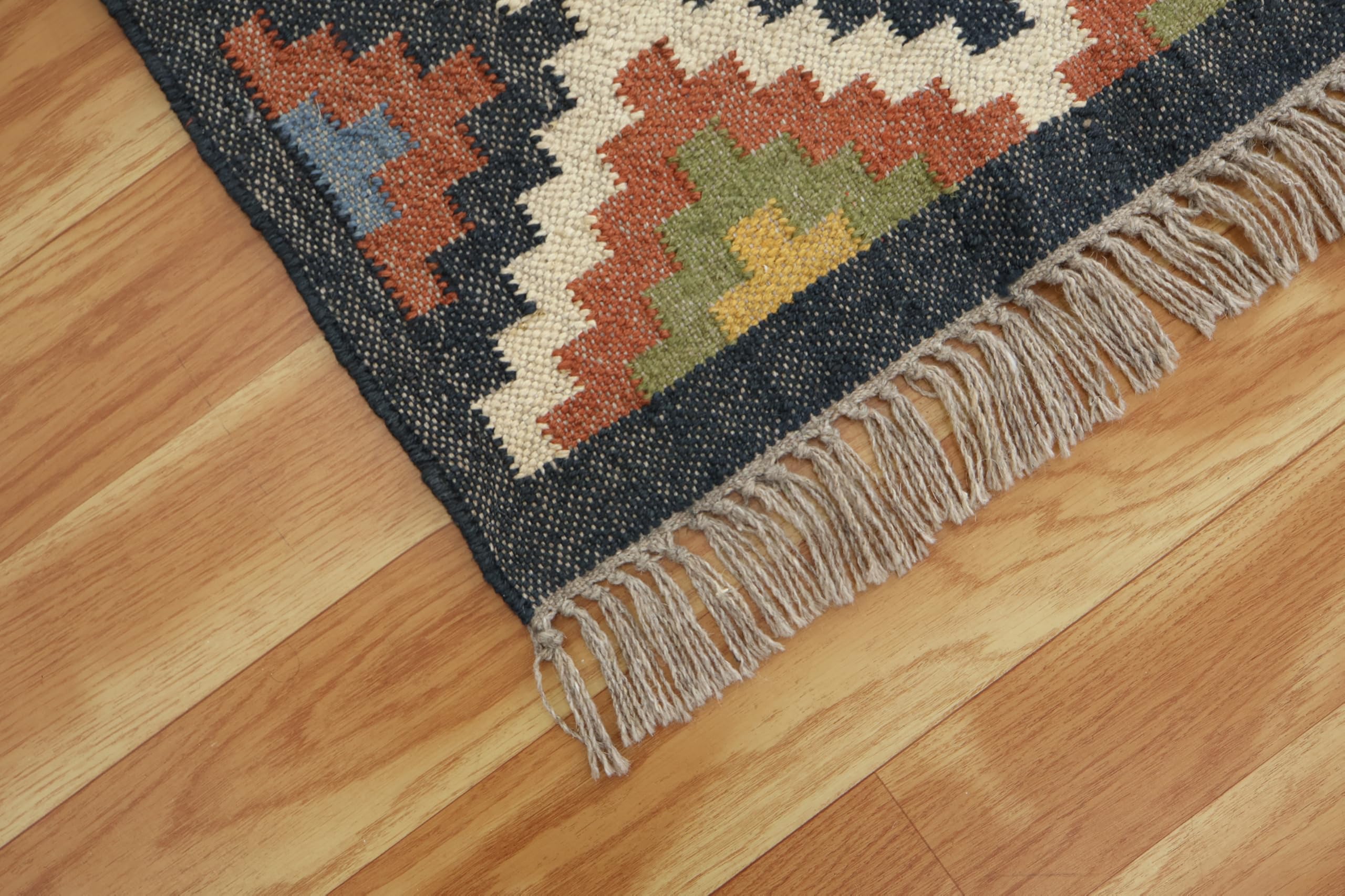 Tapis en jute tissé à la main 61 x 91 cm – Tapis bohème en laine de jute tissée à la main pour salon, bureau, maison – Tapis bohème en laine à tissage plat pour cuisine, jardin, yoga