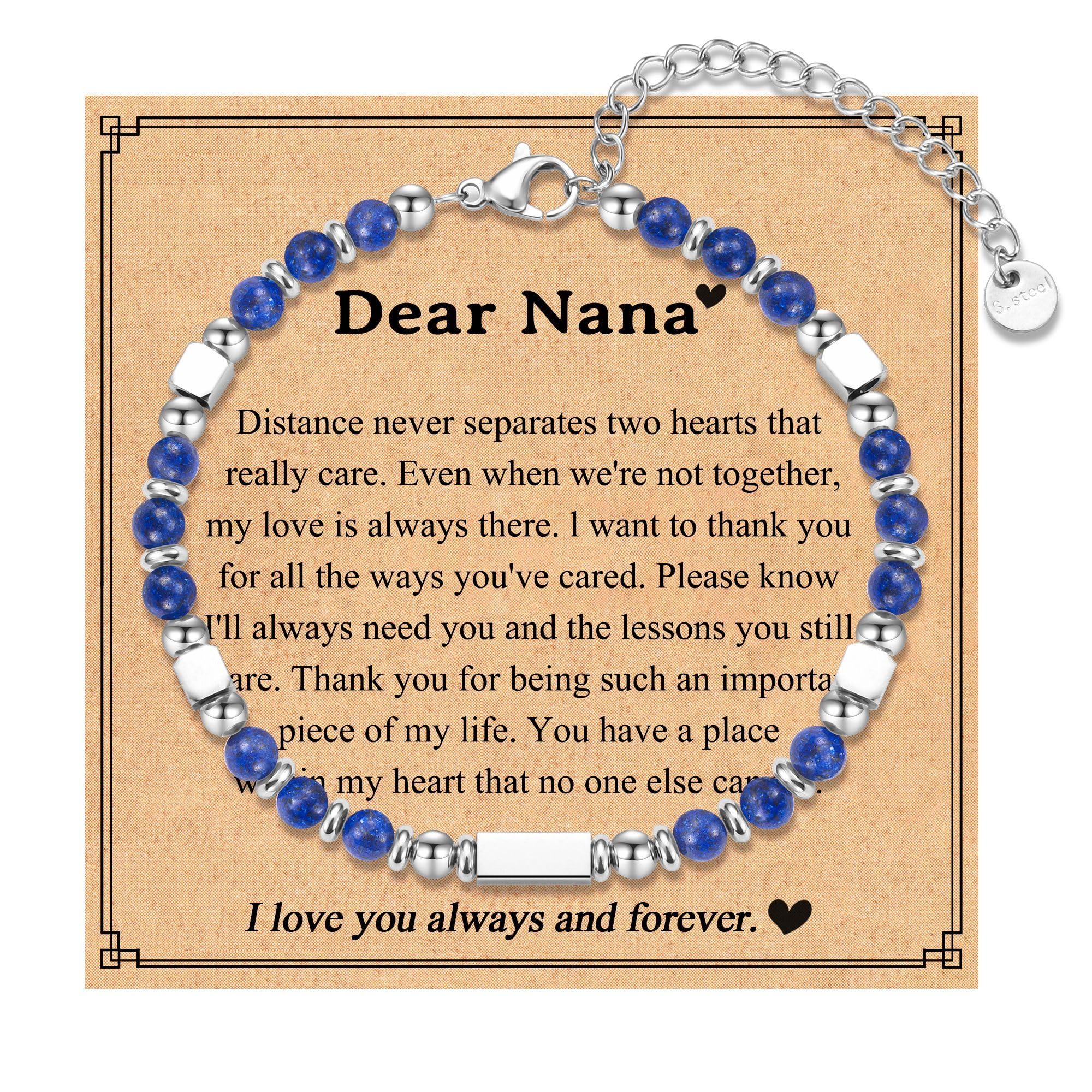 IKIATY Purple Amethyst Gemstone Bracelet, Mothers Day & Birthday Gift for Grandma, Modern Beaded Strand with Lobster Claw Clasp