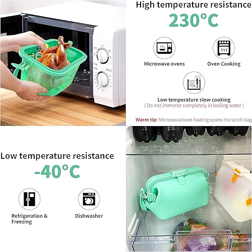 Miniatura 3 de Bolsa de almacenamiento de silicona reutilizable, de grado alimenticio, sin BPA, refrigerada para microondas, sin olores, lonchera de mano, bolsa de