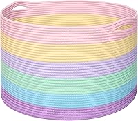 Vista 9 de MINTWOOD Design Canasta de manta de arcoíris extragrande de 22 x 14 pulgadas para decoración colorida de habitación, sala de juegos y aula, canasta