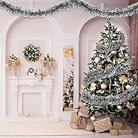 Vista 4 de Waydress Guirnalda de oropel de Navidad para colgar en Navidad, corona metálica brillante para árbol de Navidad, decoración para el hogar, Negro