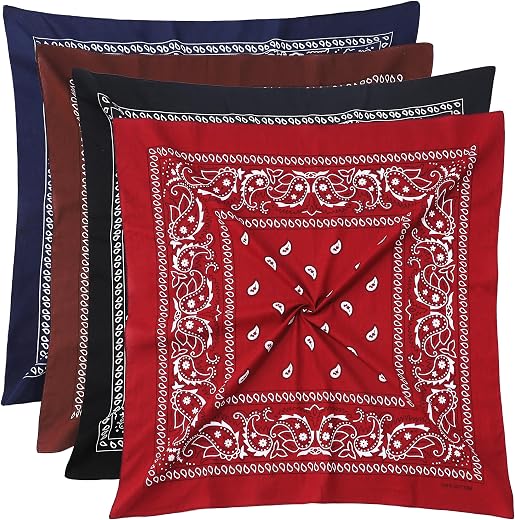Mochabao 100% Cotton 27" x 27" Large Bandanas for Men & Women, Multi-Purpose Bandana Headbands, Square Head Scarf