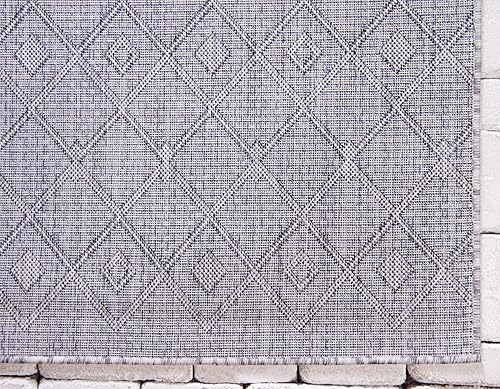 Vista 109 de Unique Loom Alfombra Colección enrejado Marroquí Celosía Transicional Interior y Exterior, Polipropileno Gris carbón/natural