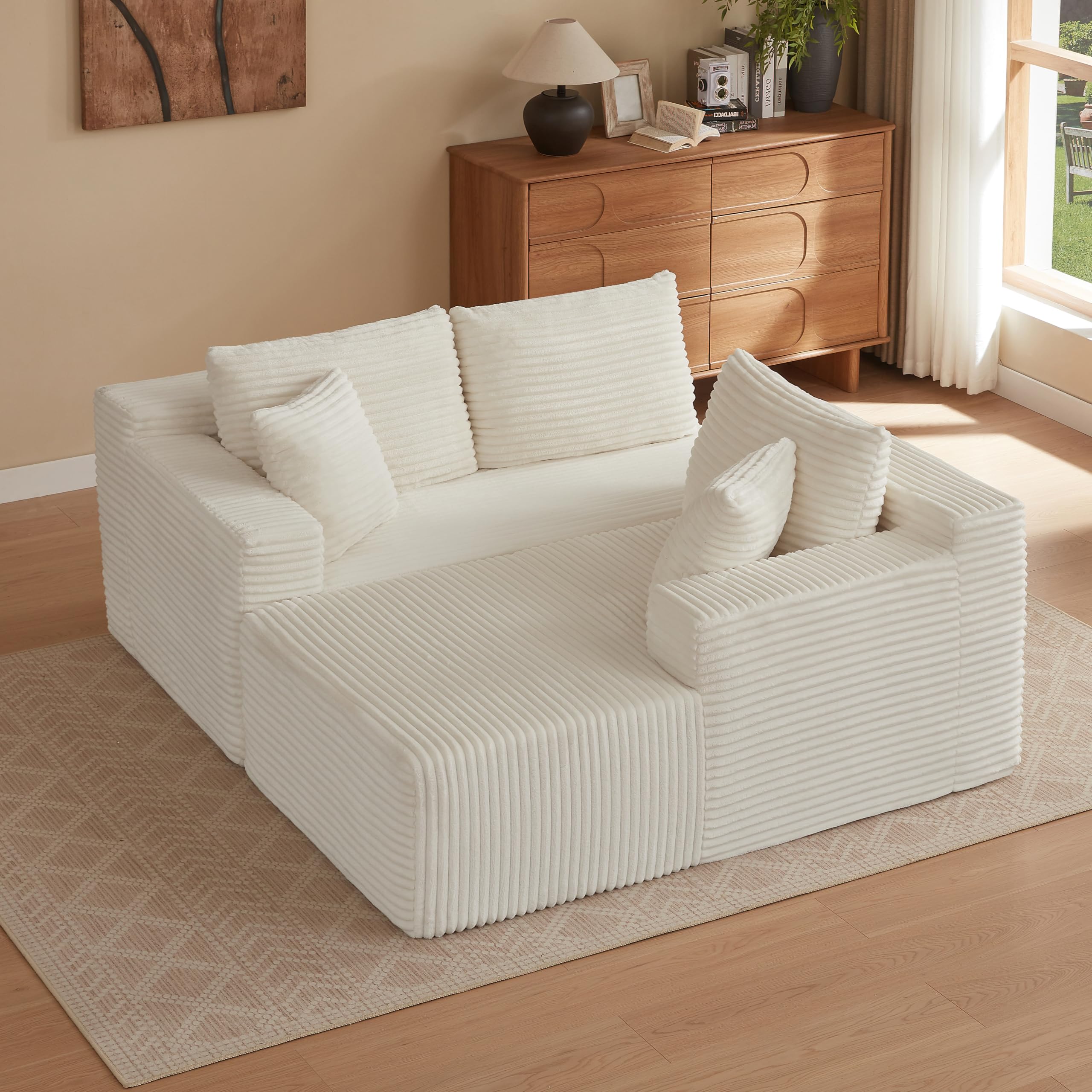 Sofá Seccional Modular en L con Chaise Oversize 3 Asientos | Memory Foam, Para Sala de Estar, Chaise Oversize, Diseño Modular, 3 Secciones