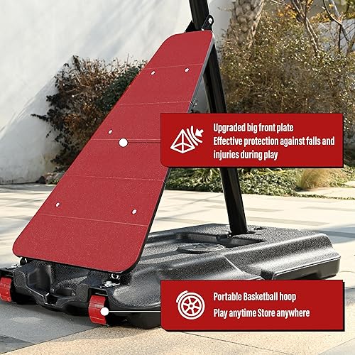 Miniatura 4 de Skytime Canasta de baloncesto portátil con tablero de 44 y 48 pulgadas, metas de baloncesto para exteriores, 5.3-10 pies, sistema de regulación sin