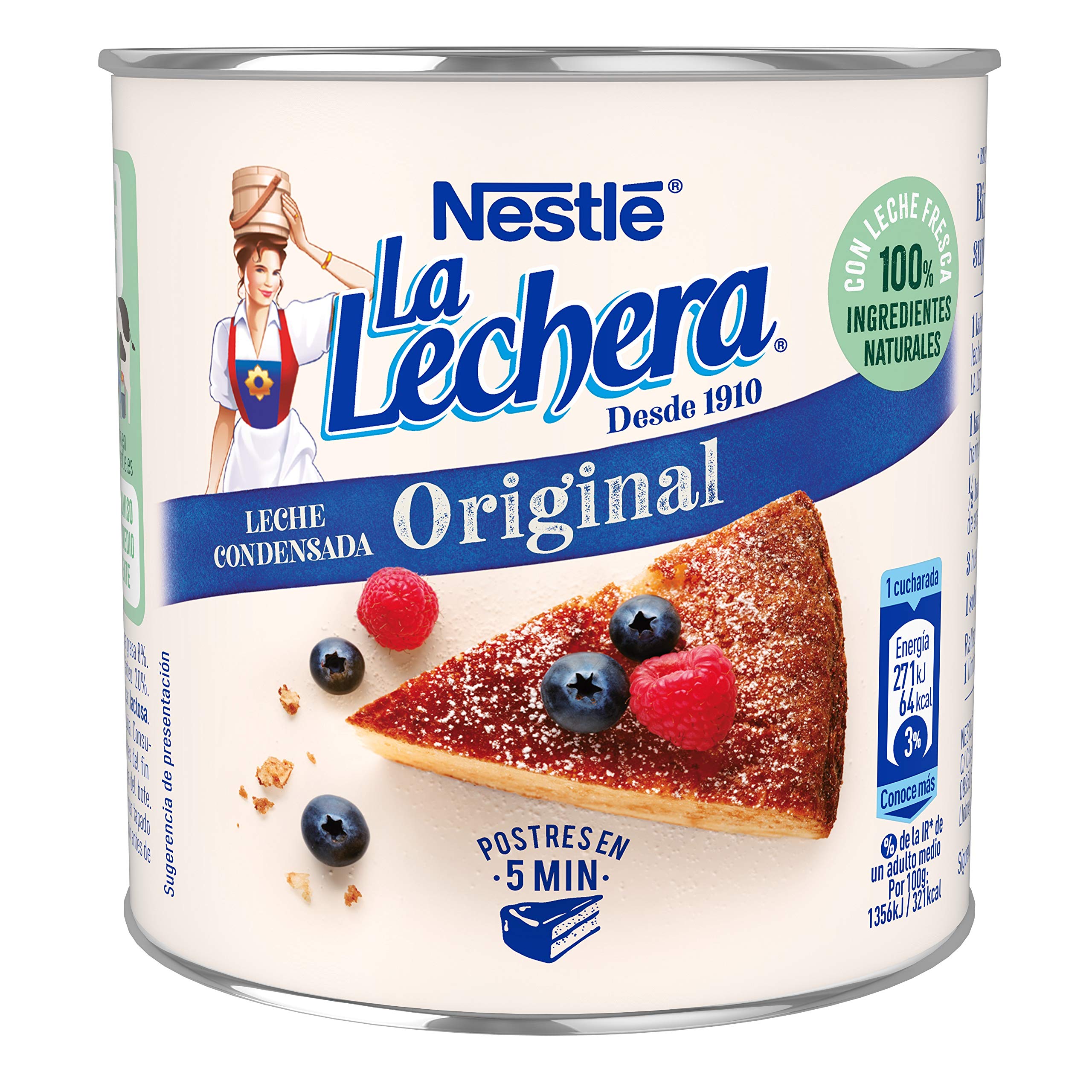 Nestlé La Lechera Leche condensada entera, Lata de 370 gr