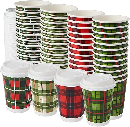 Miniatura 8 de ROYAL BLUEBONNET 48 tazas de café de papel floral con tapas, bonitas tazas de café desechables de 12 onzas con tapas, taza de té para llevar, tazas