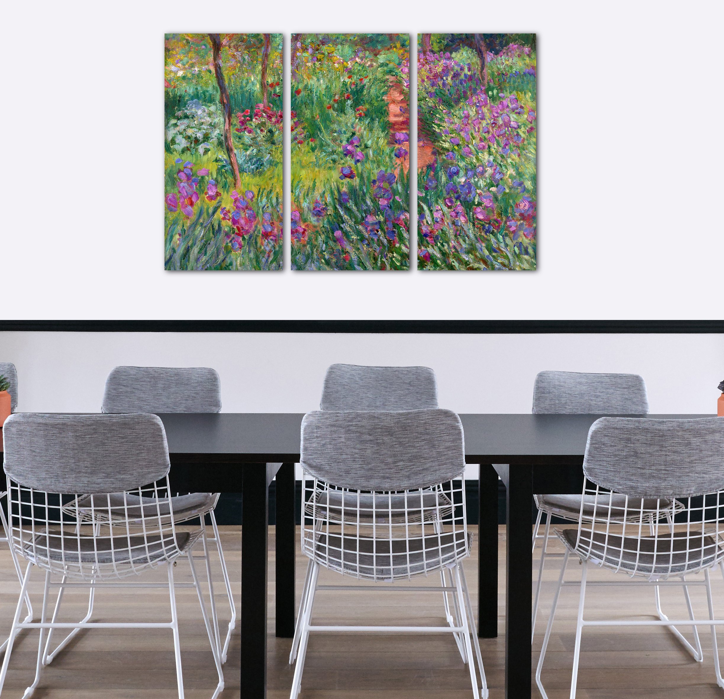 Stampa Su Tela Claude Monet - Il Giardino Iris A Giverny (120x80cm) Quadro Artistico Per Arredamento - Foto 3