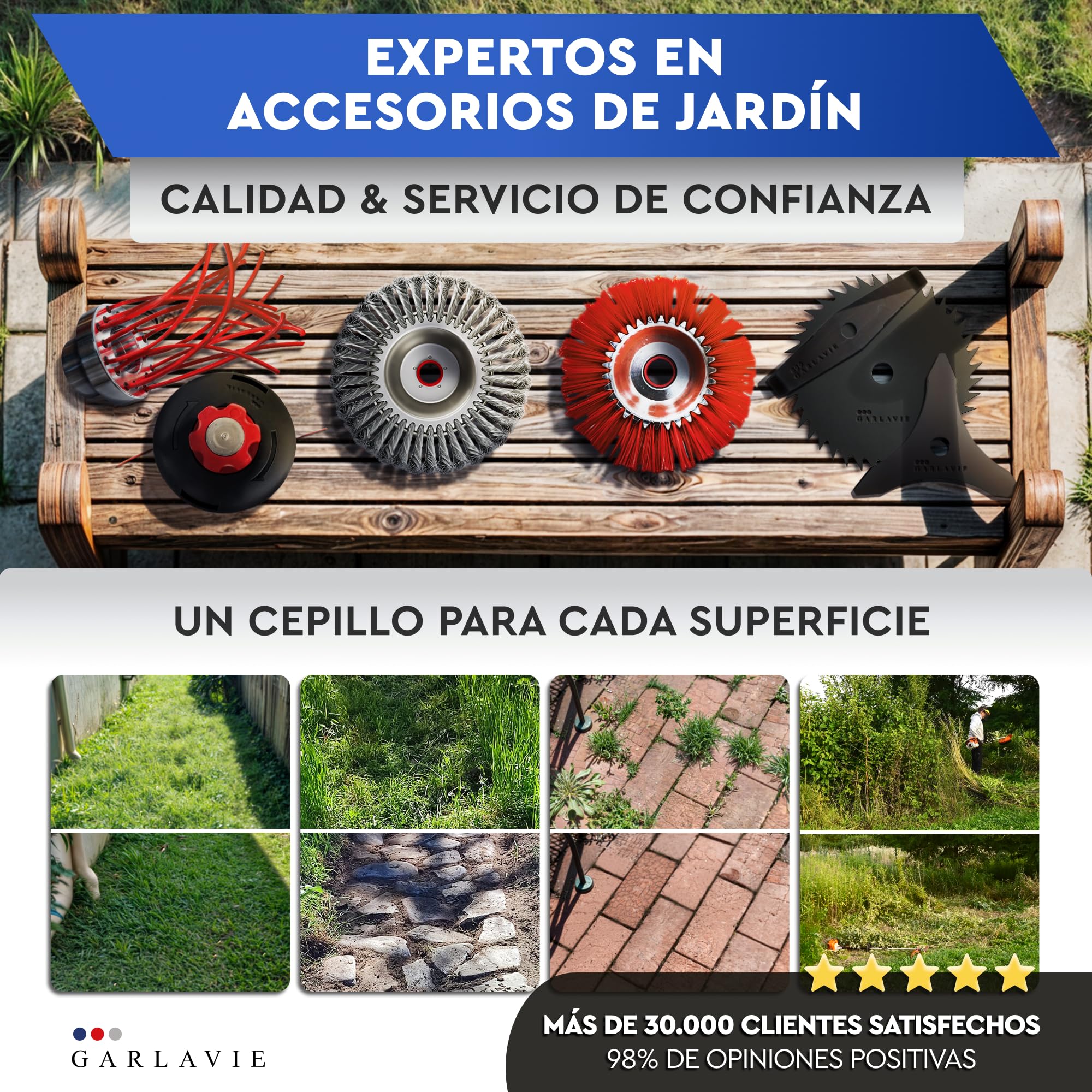 Cepillo de nailon para desbrozadora: cepillo suave para desbrozadora, suave para eliminar el musgo y las malas hierbas en superficies delicadas