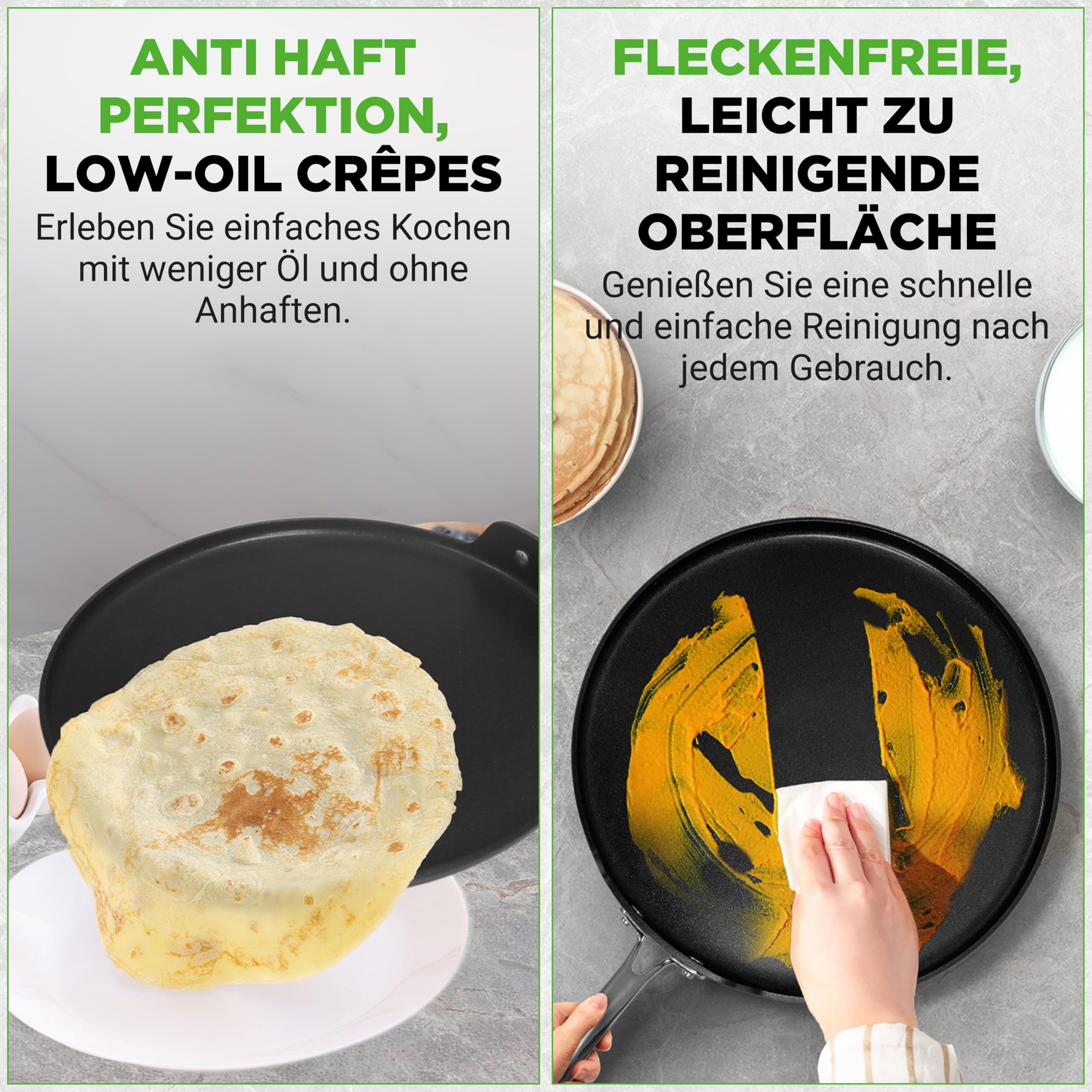 NutriChef Crepe Pfanne 30 cm Induktion Antihaft – Pfannkuchenpfanne Flach Aluminium für Pancake Crepes Palatschinken Spiegelei PFOA Frei Leicht Reinigung, Alle Herdarten