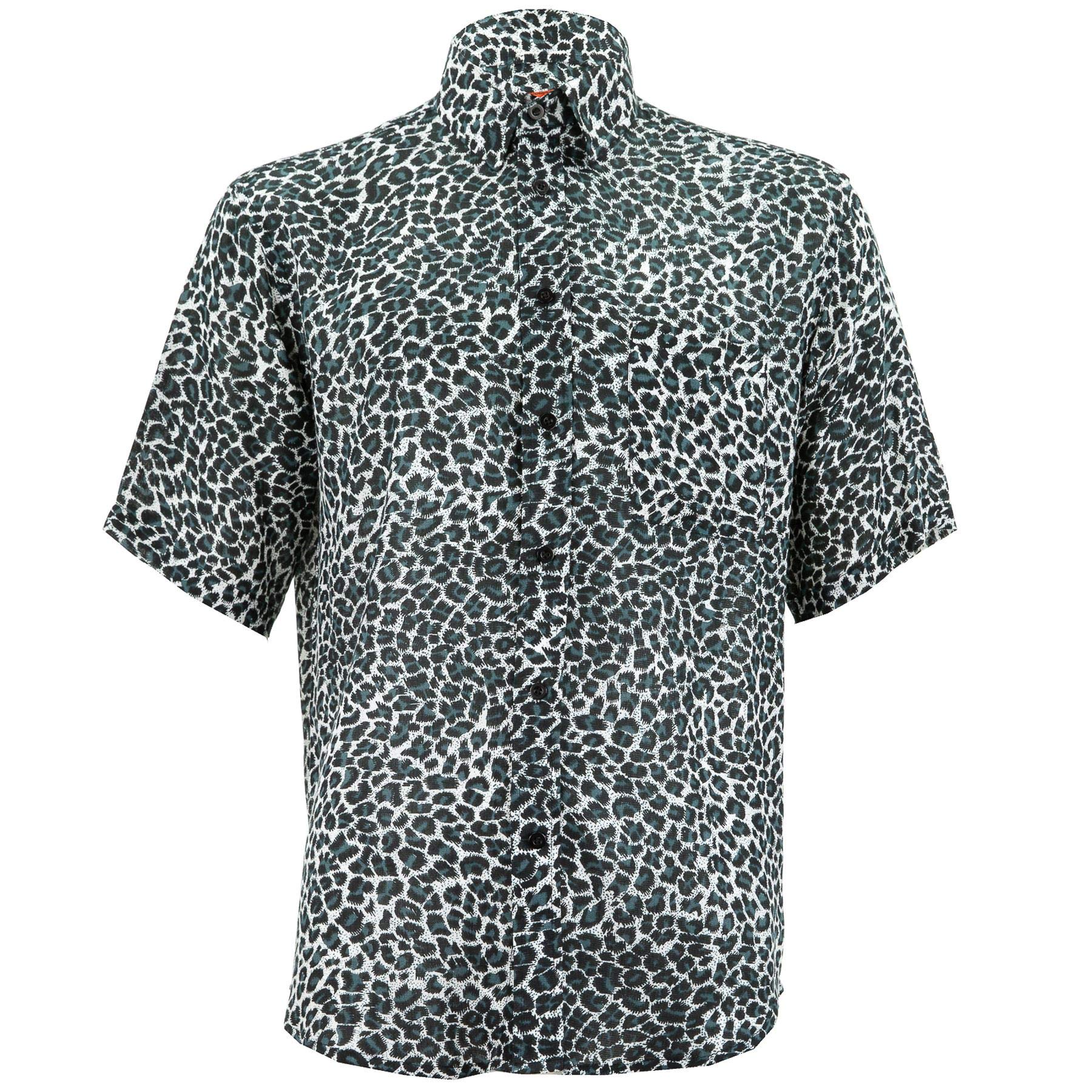 Chemise léopard avec manches courtes et coupe regular confortable - 5