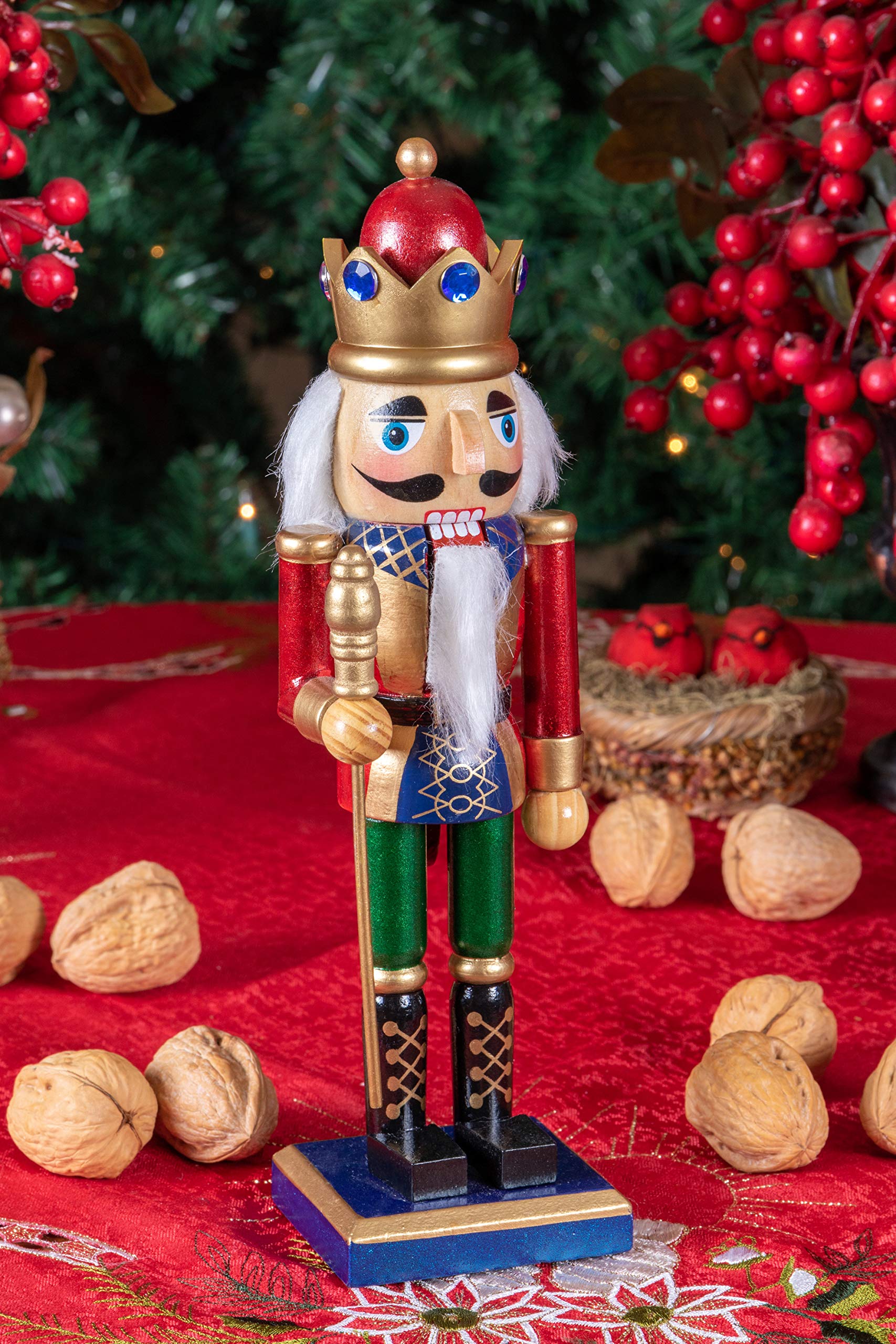 Nussknacker-König In Blau-Rot-Gold - Festliche Weihnachtsdekoration