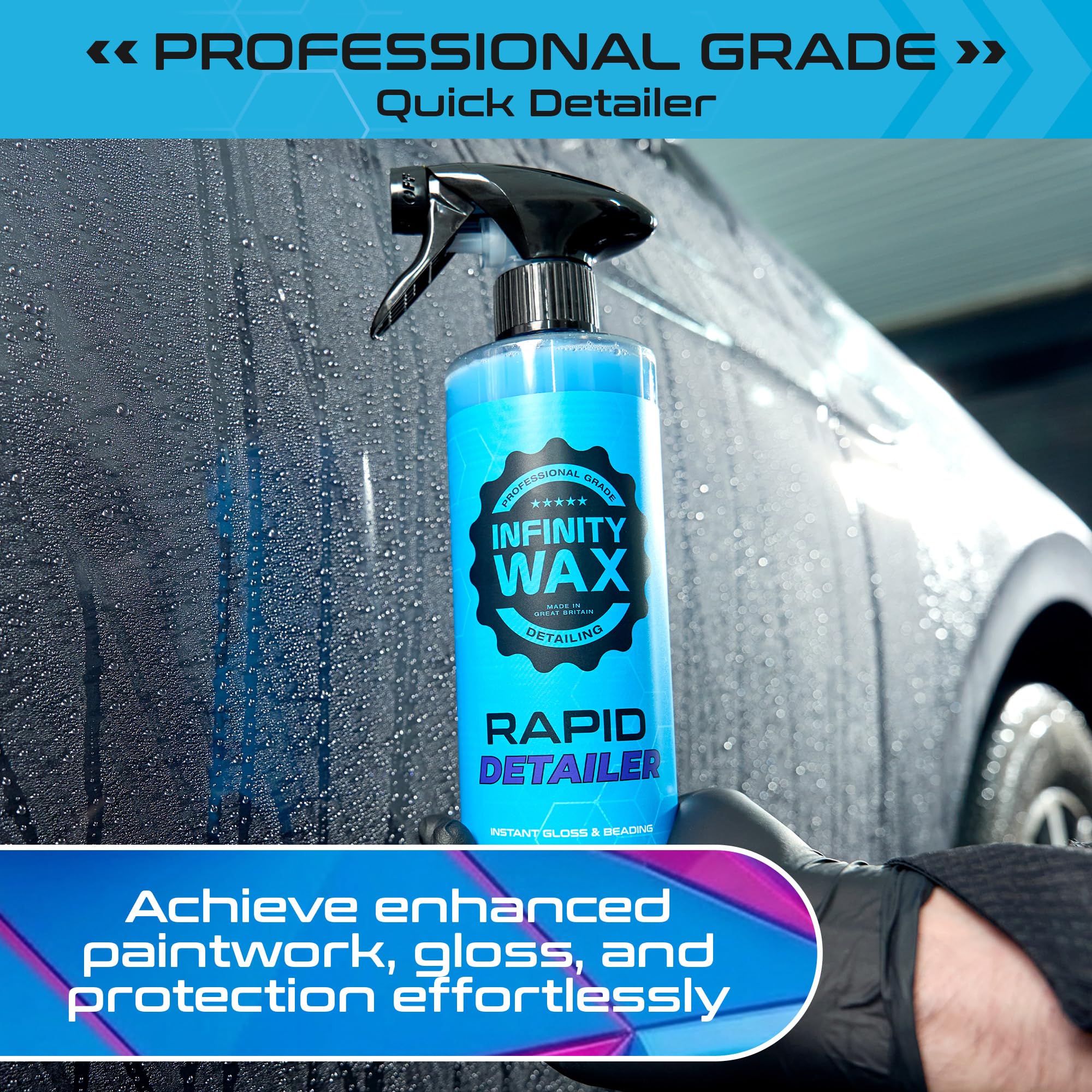 Infinity Wax Rapid Detailer Blue 5L - Spray de Detailer Rápido, Alto Brillo y Agua Brillante Sin Pulido, a Base de Siloxano. Destacadora de Auto Segura para Múltiples Superficies en Tamaño Comercial.