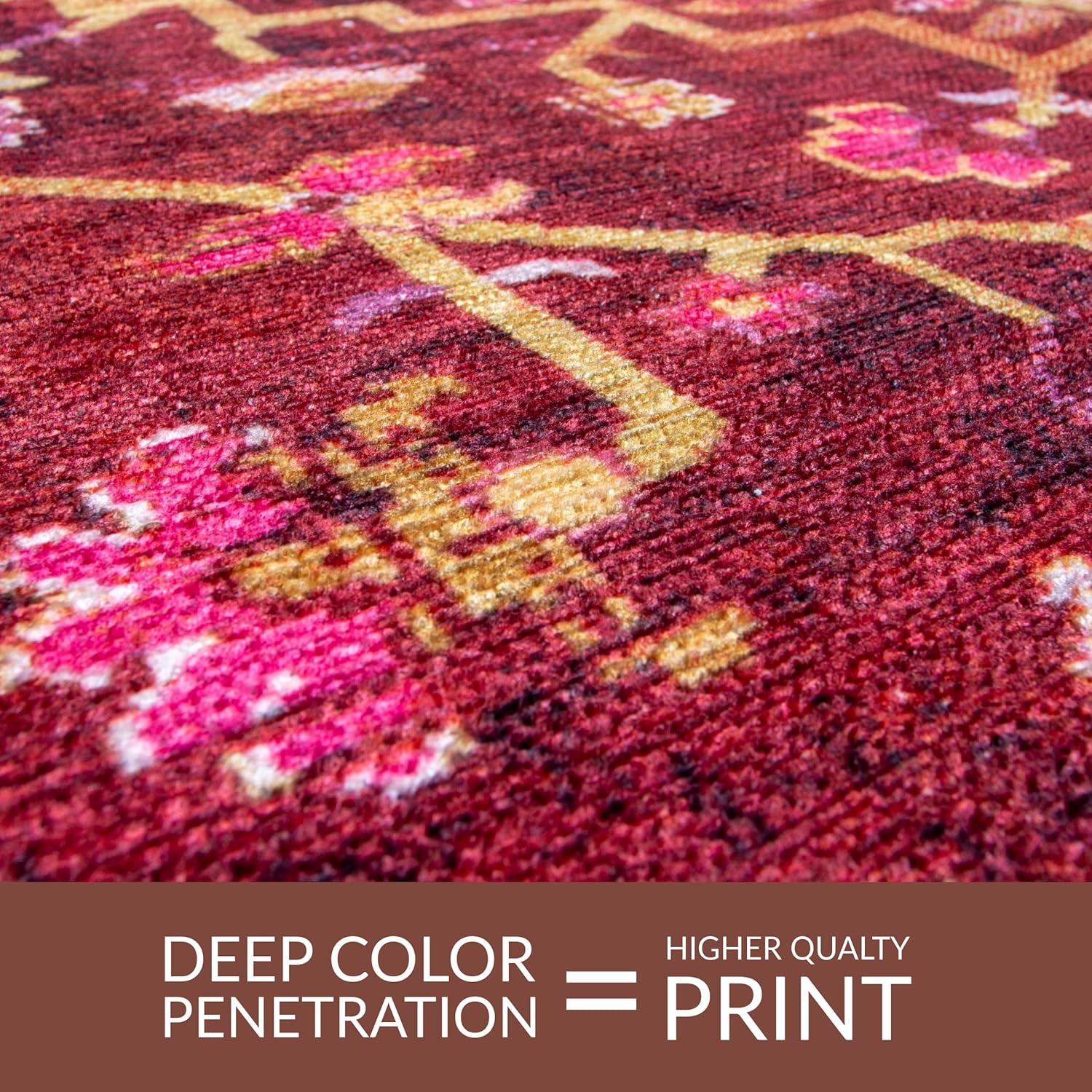 Super Area Rugs- 4X6 Non-Slip Washable Rug - Performance High Traffic Carpet - Mid-Century Modern Art Deco Living Room Floor Covering - Red, 4' x 6'