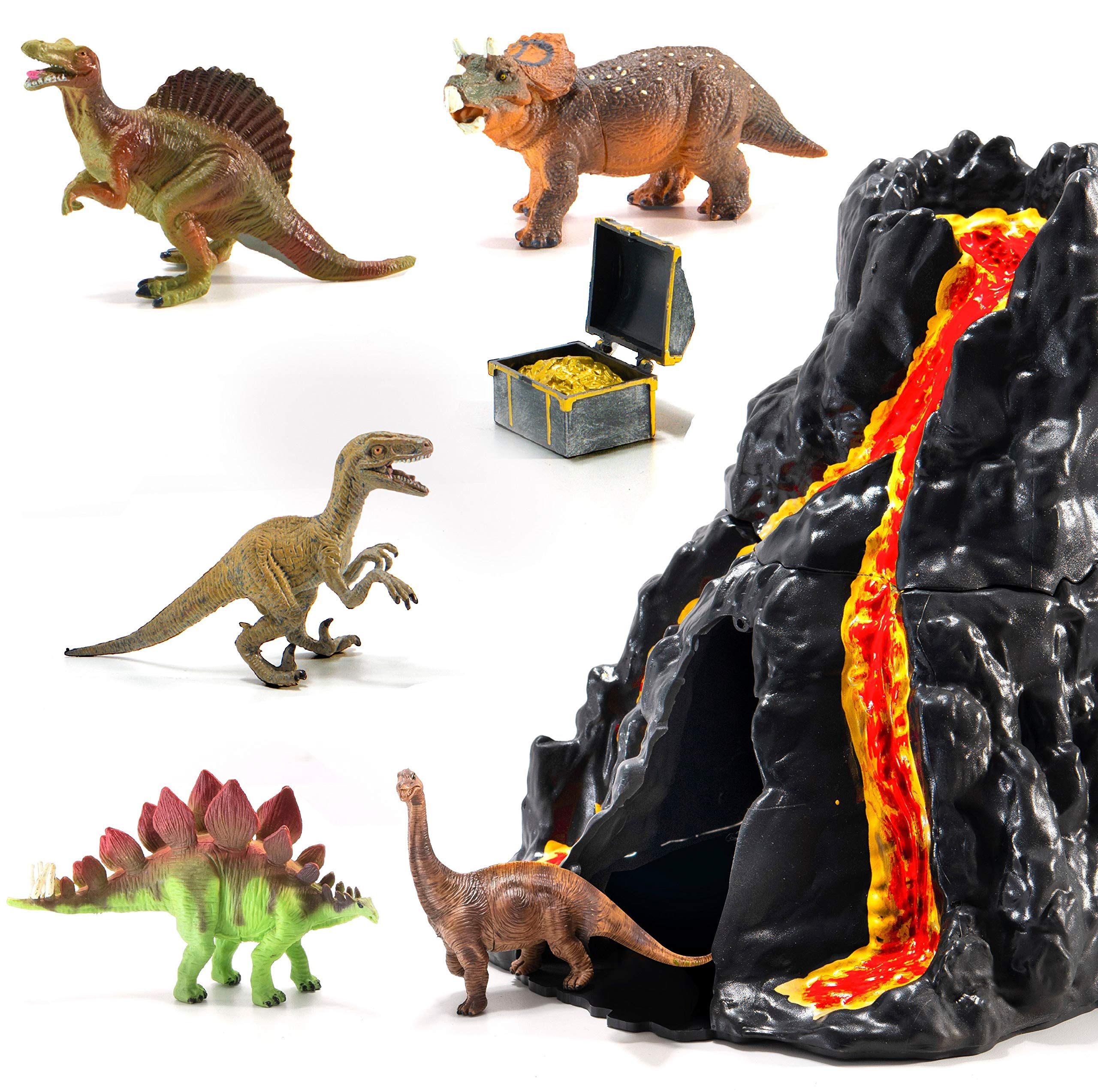 Prextex Lava-Painted Volcano House with Hidden Door and 5