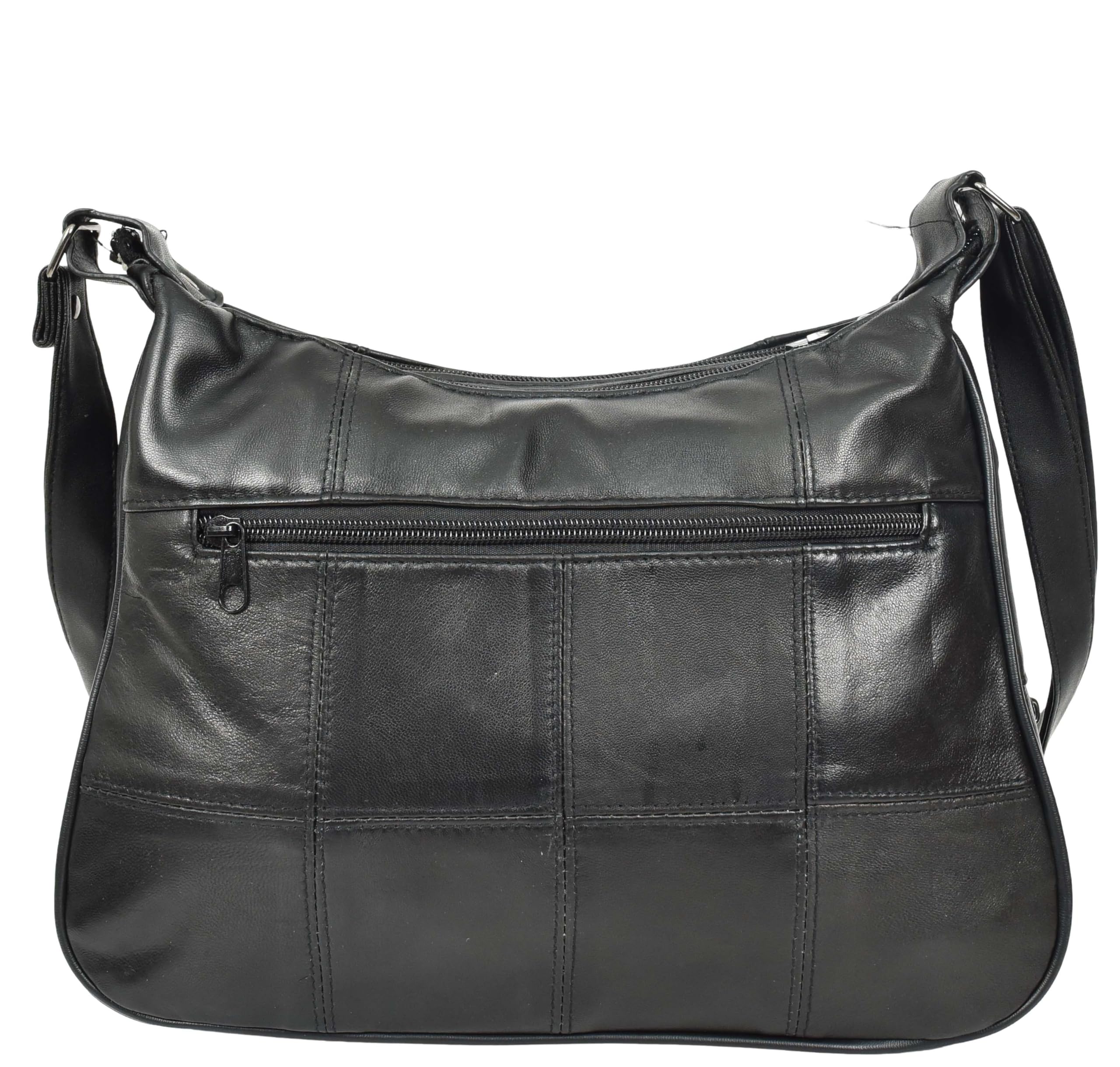 Real Leather Large Size Shoulder Bag Organiser Cross Body Handbag Bags for Women HOL0991 Black, Medium