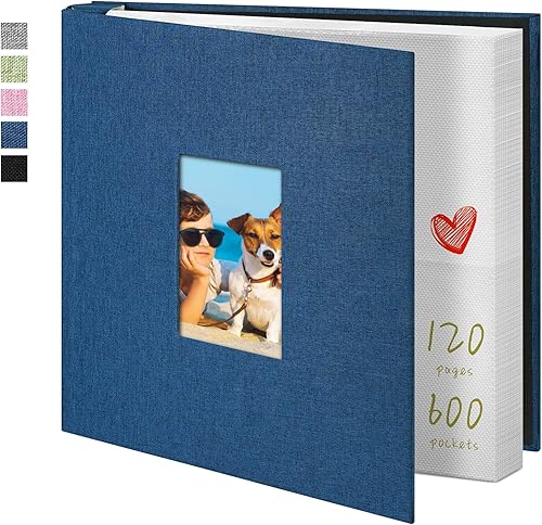 Vista 26 de Álbum de fotos de 4 x 6 pulgadas, 100 bolsillos, álbumes de fotos con cubierta de lino, álbumes de fotos para familia, boda, bebé, libro de fotos